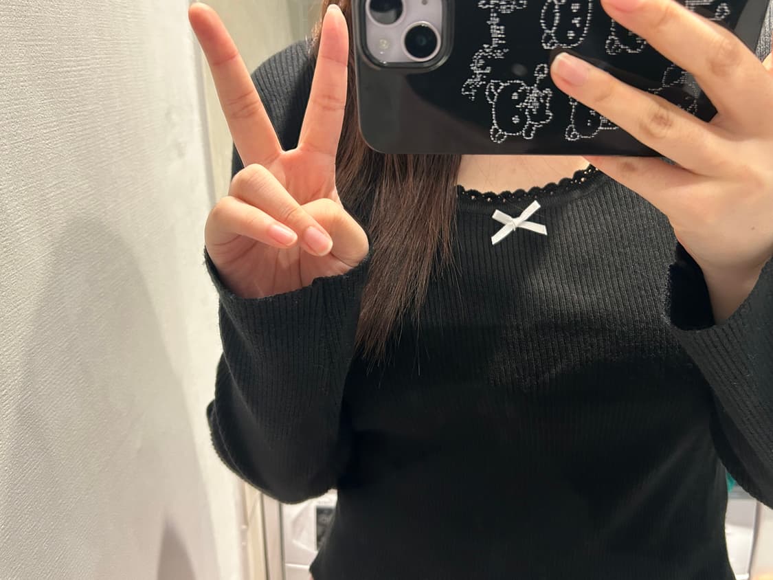 리본 긴팔 니트 상품이미지2