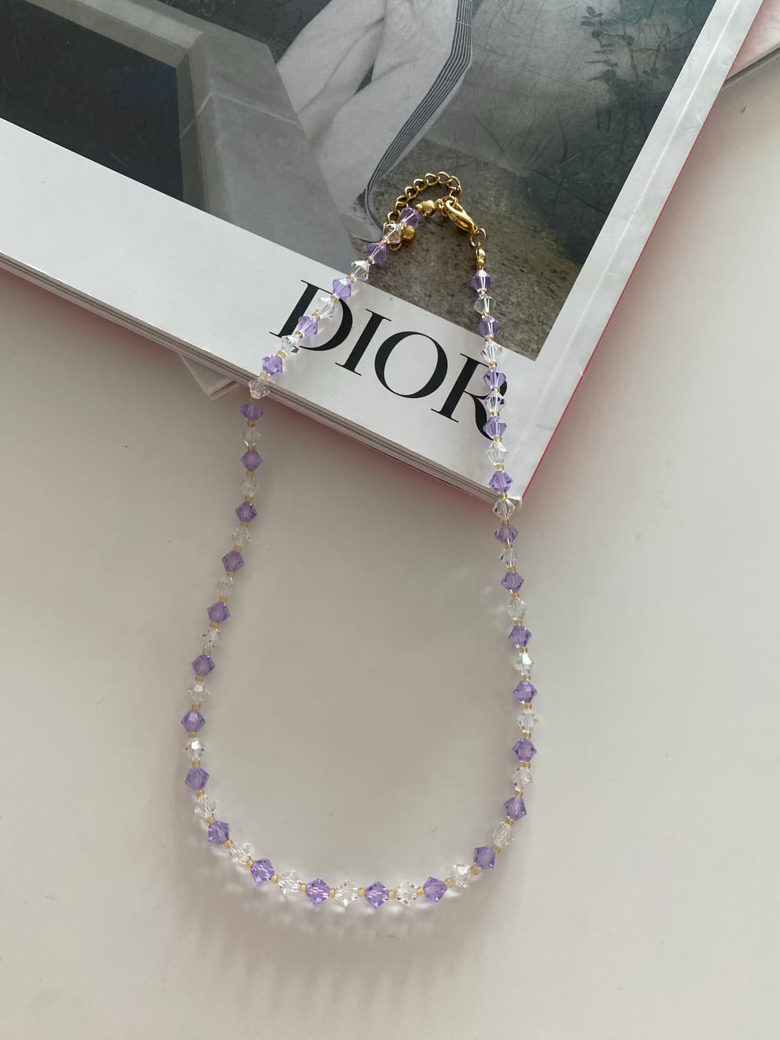 크리스탈 보라 투명 비즈 목걸이 상품이미지3