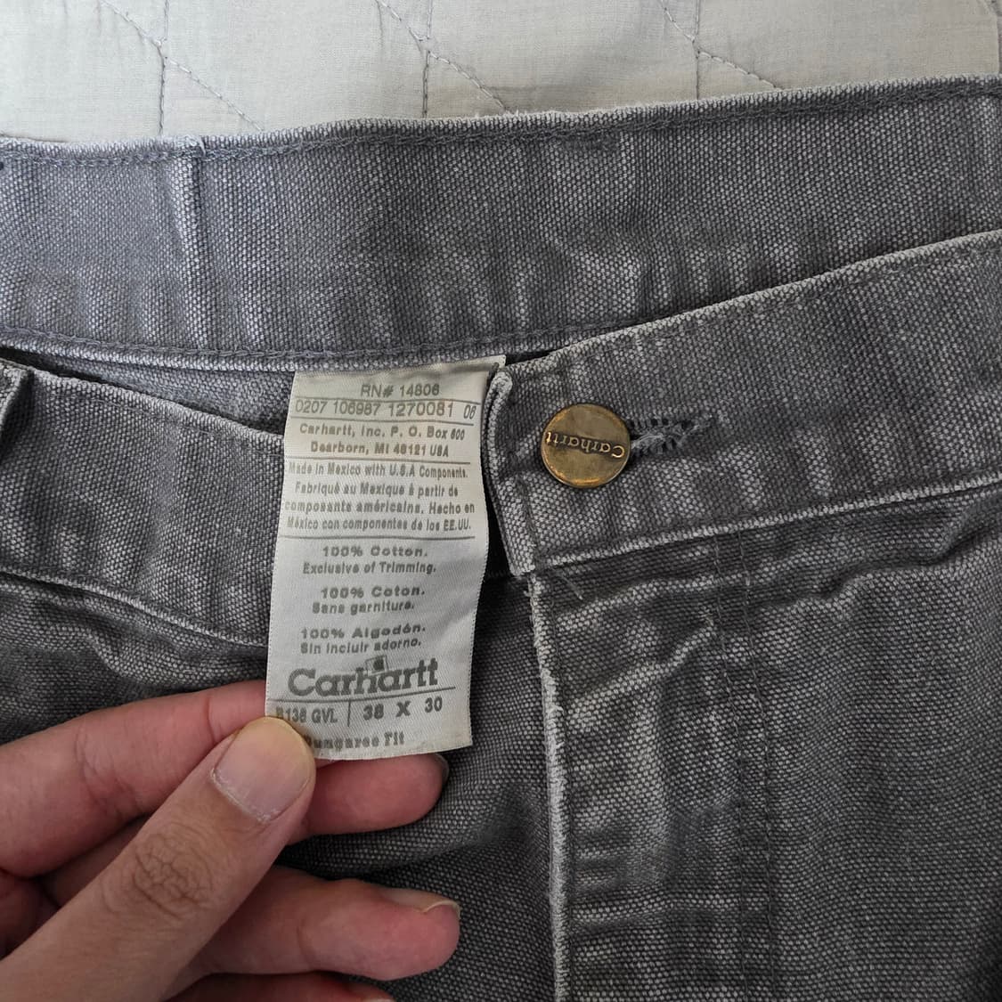 [38X30] 00s 칼하트 더블니 B136 GVL 트래쉬드 팬츠 G-1 상품이미지8