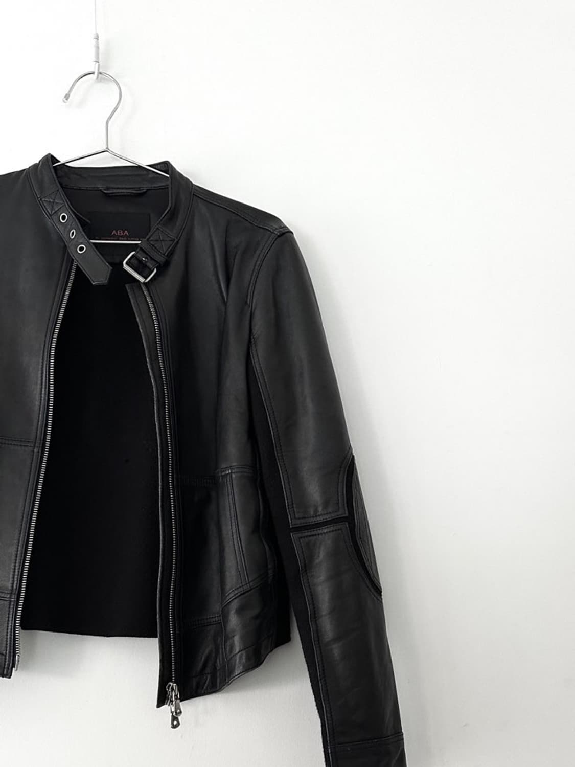 Hole detail buckle leather jacket 상품이미지3