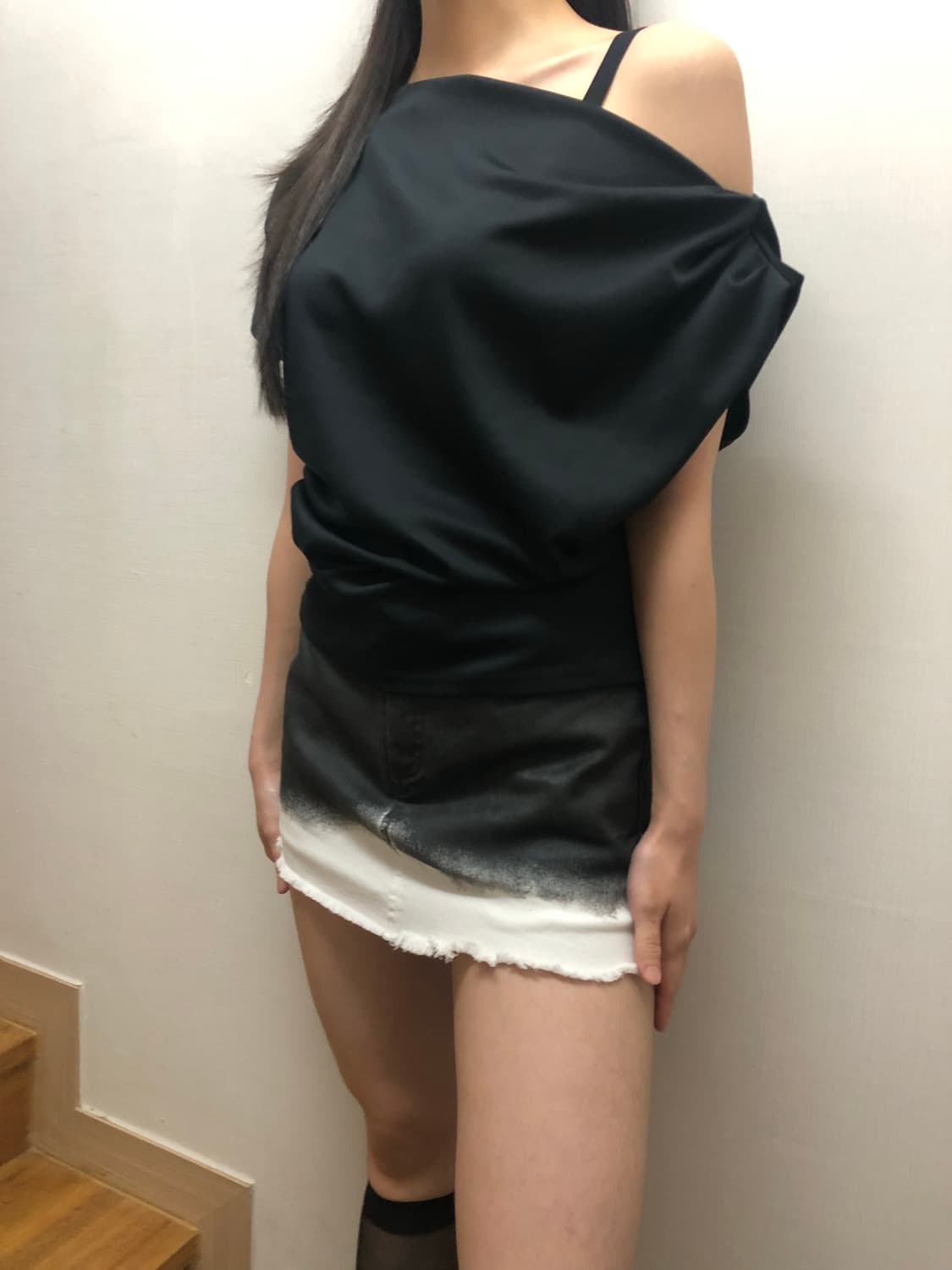 빈티지 그라데이션 코팅 미니 스커트 상품이미지3