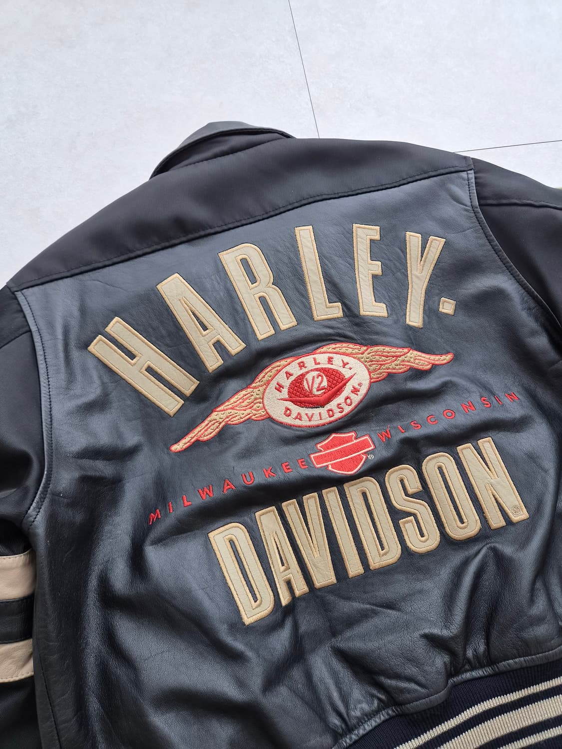 빈티지 할리데이비슨 레더 나일론 믹스 크롭자켓 M 상품이미지6
