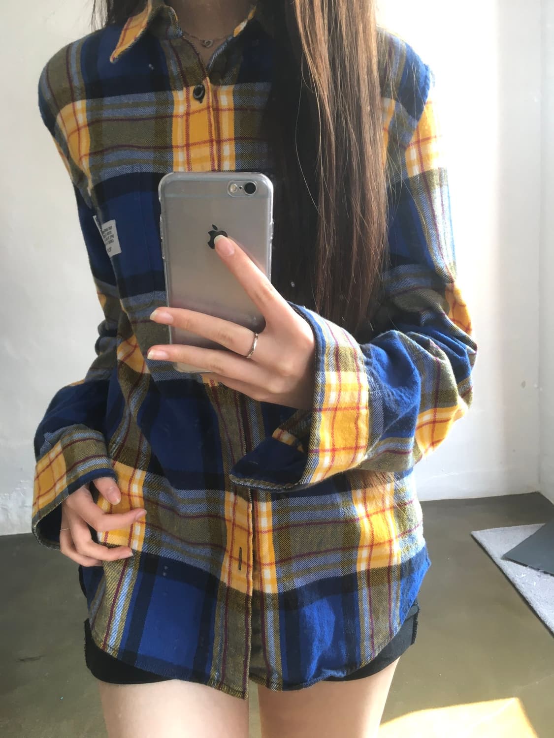 디스이즈내버댓 체크 남방 노랑 블루 상품이미지1