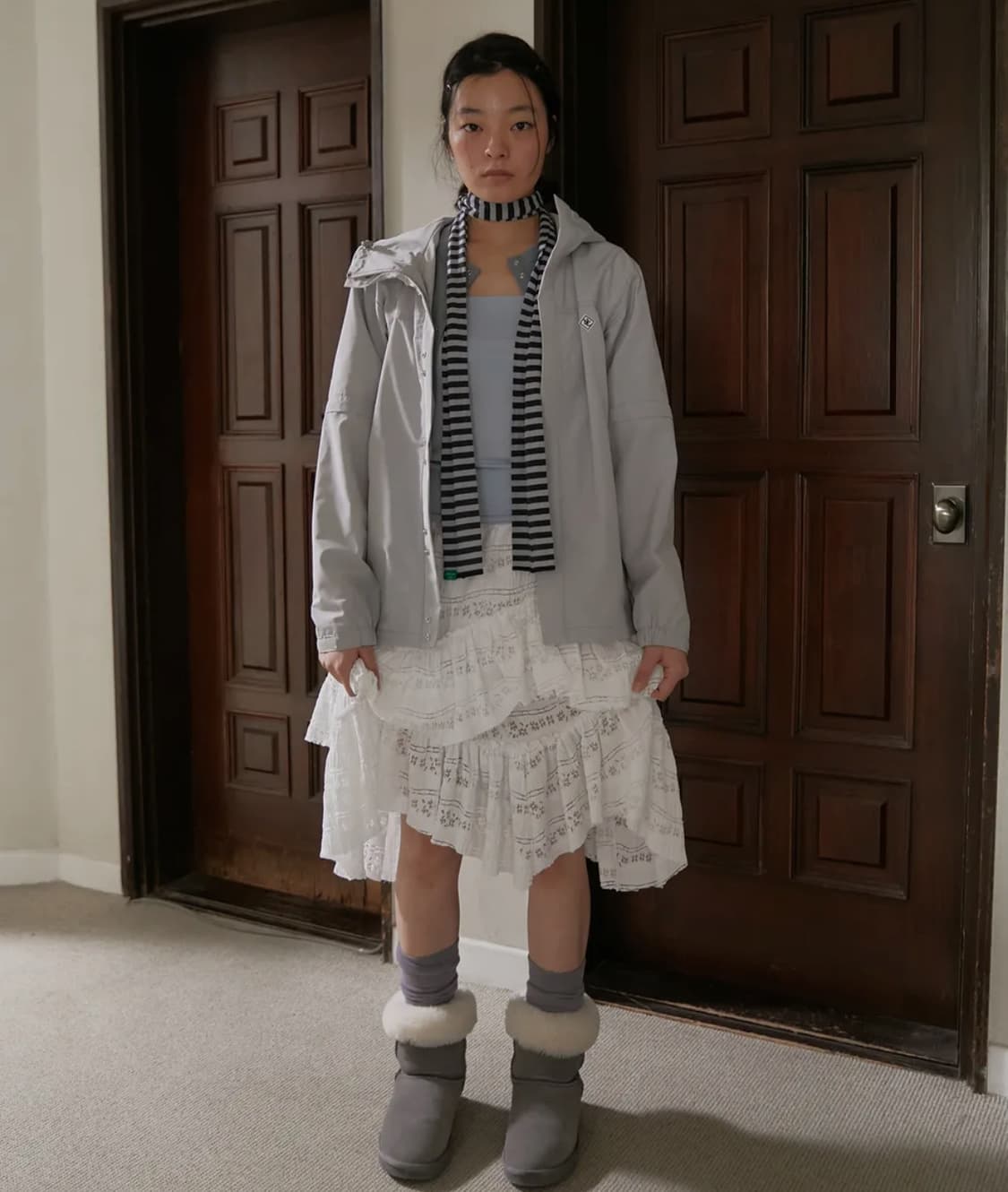 노컨텐츠 레이스 셔링 스커트 상품이미지1