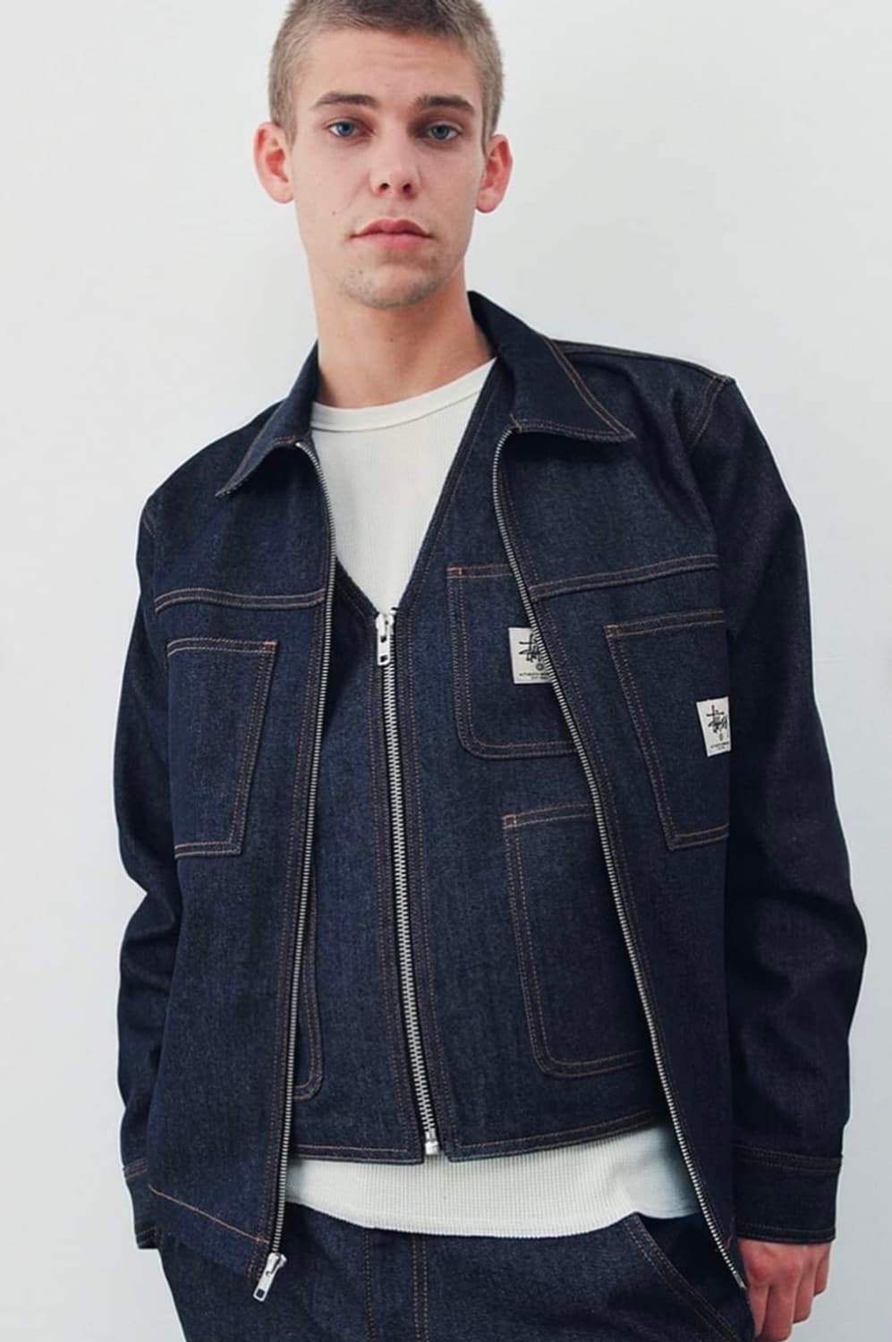 Stussy Denim Zip Up Work Shirts M 상품이미지1
