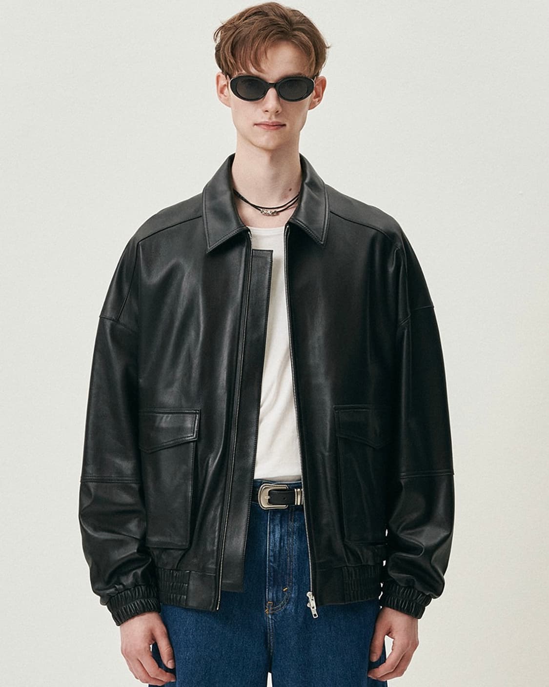 DOFFJASON 도프제이슨 오버핏 램스킨 양가죽 봄버 레더 자켓 상품이미지1