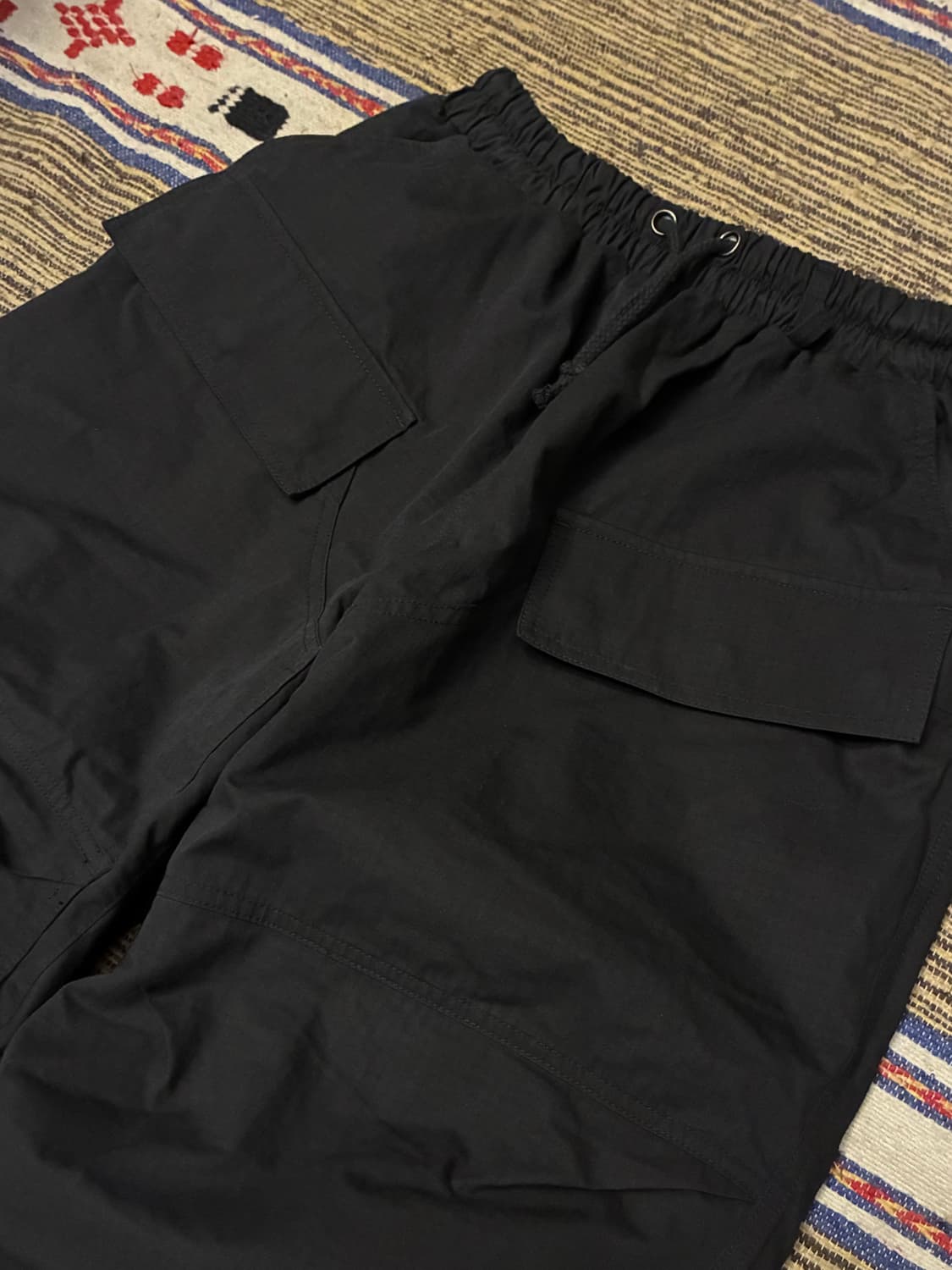 (M)ETCE 이티씨이 나일론 립스탑 더블니 라운지 와이드팬츠 상품이미지2