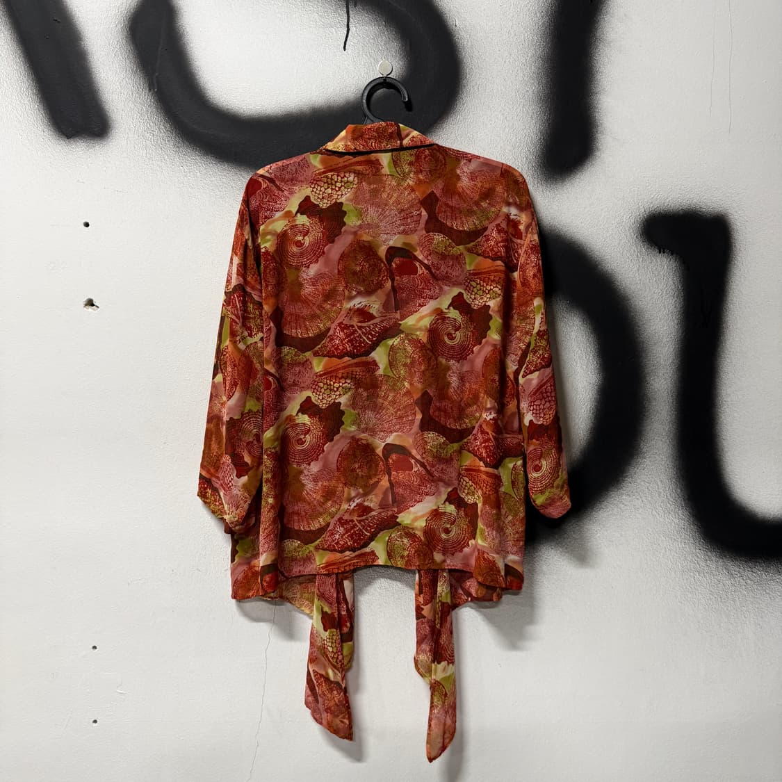 VTG 빈티지 언발란스 러플 스타일 오픈 스냅 시스루 가디건 상품이미지2