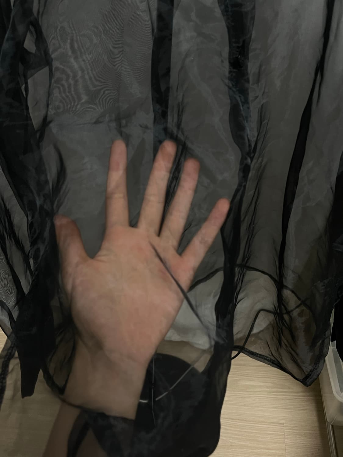 블랙 시스루 오간자 셔츠 상품이미지2