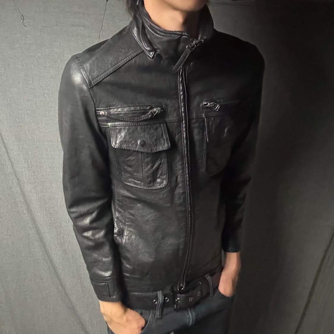 lamb skin pocket leather jacket 상품이미지3