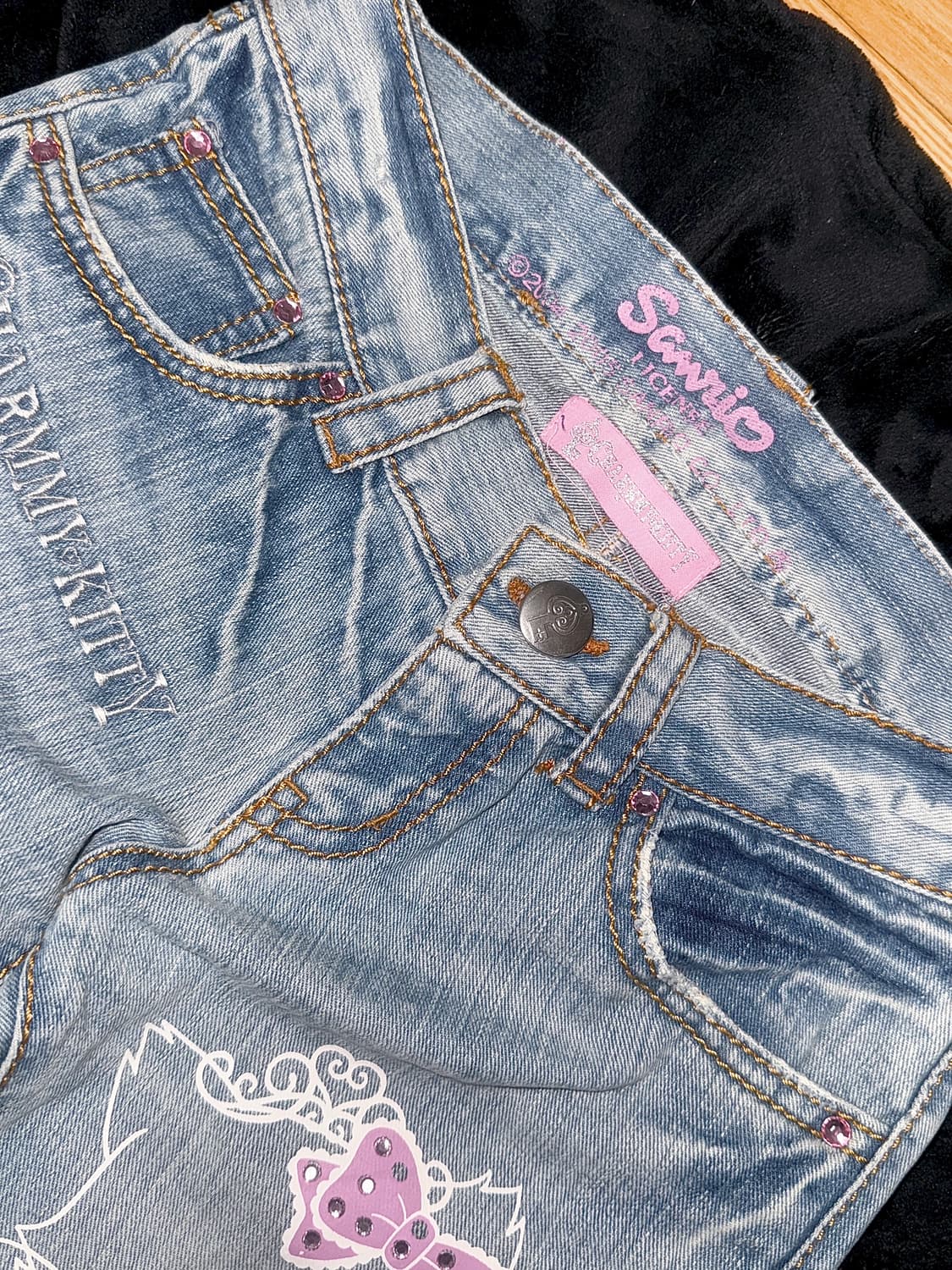 고전 챠미키티 히메갸루 대장 로우라이즈 부츠컷 데님 팬츠 갸루 와투케 상품이미지6