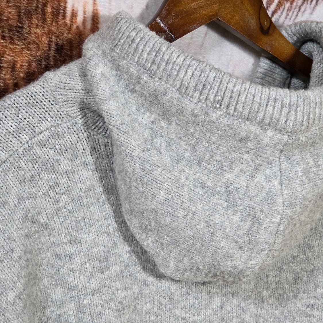 그레이 반크롭 오버핏 니트 후드집업 상품이미지5