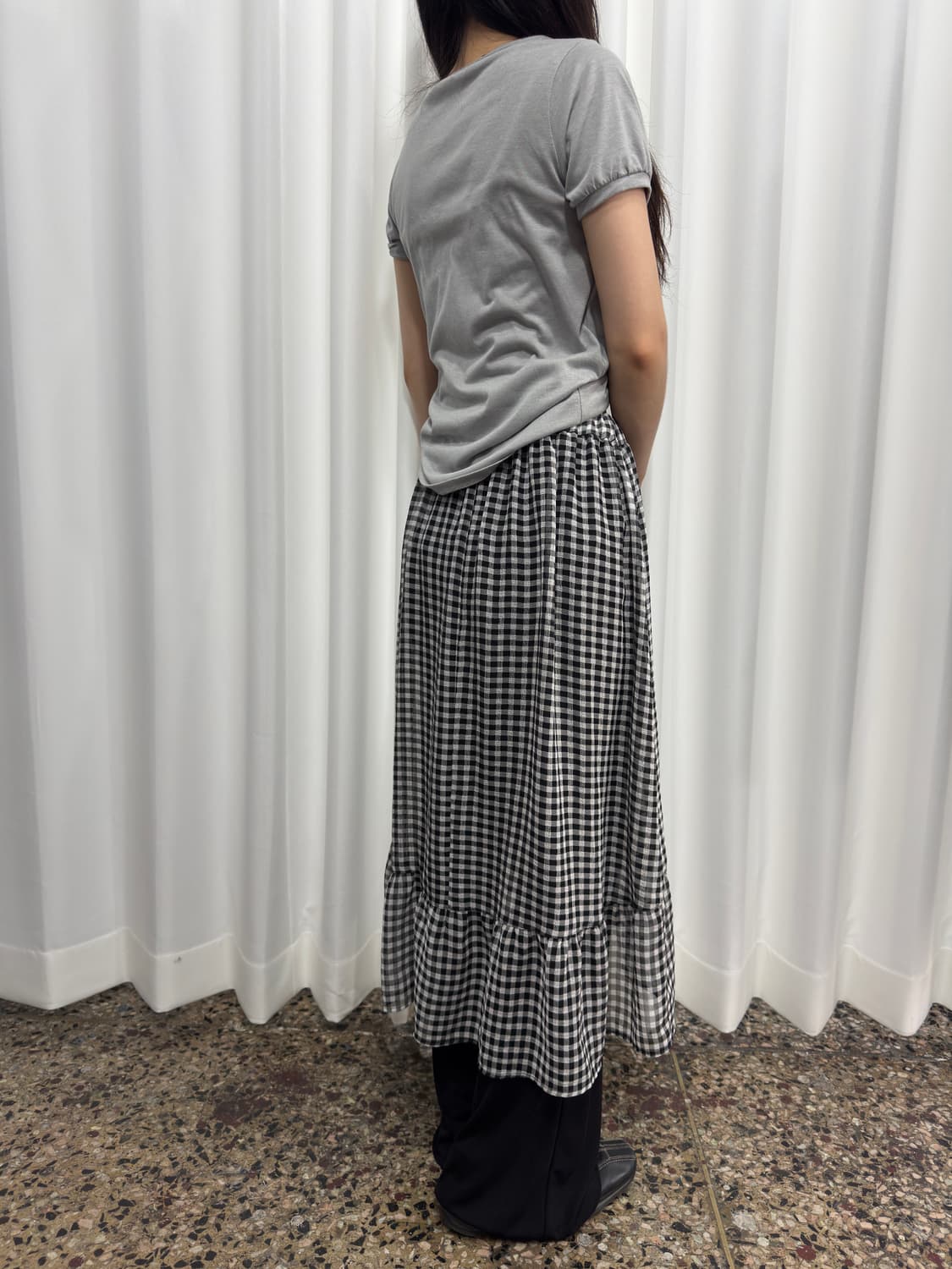 lowrys farm check seethrough skirt 상품이미지4