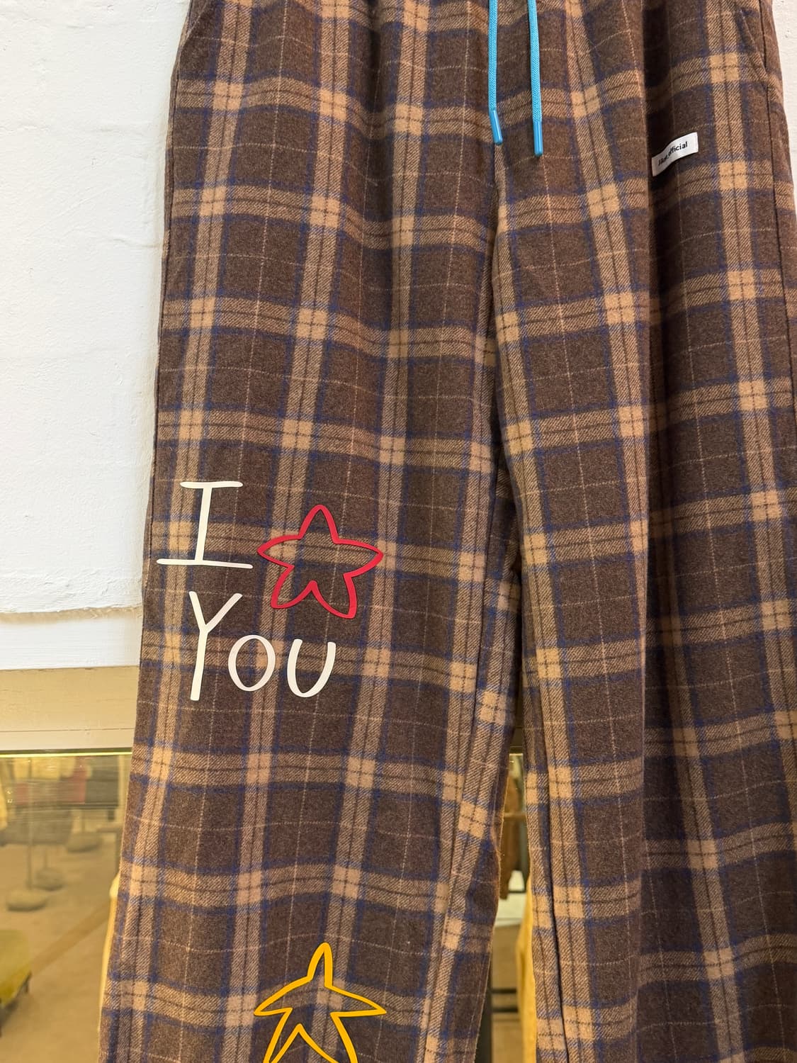 Jikoo 지쿠 체크 와이드 밴딩 팬츠 L 상품이미지3