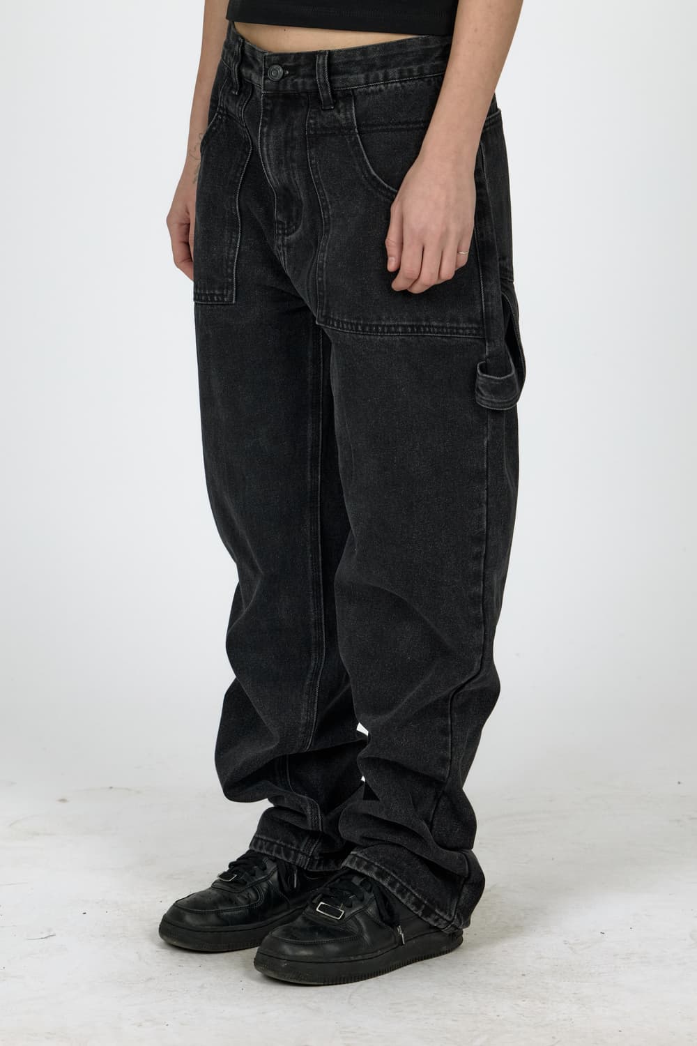 플라스틱 프로덕트 PAINTER DENIM PANTS (BLACK) 상품이미지2