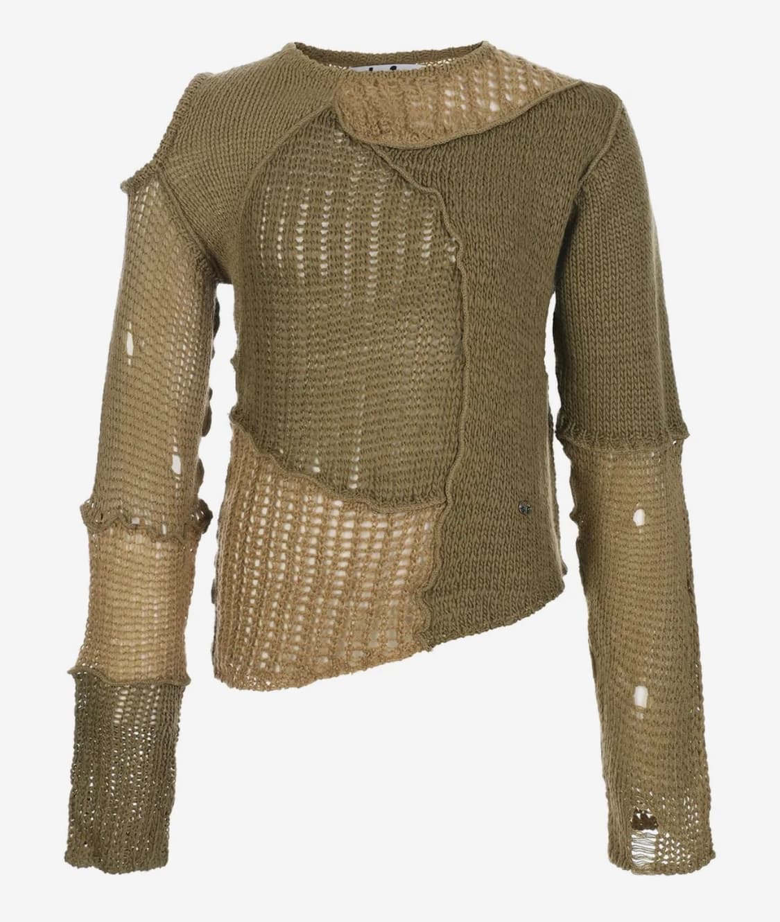 KNIT UNBALANCE SHOULDER SLIT T-SHIRT BEI 상품이미지2