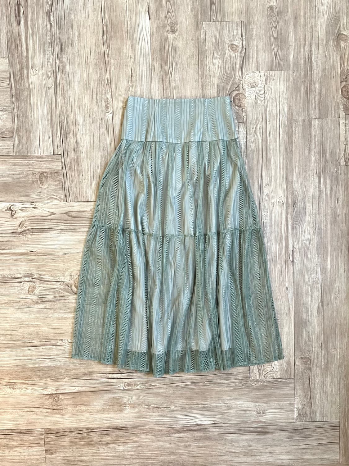 Rirandture 레이어드 민트 롱스커트 상품이미지1