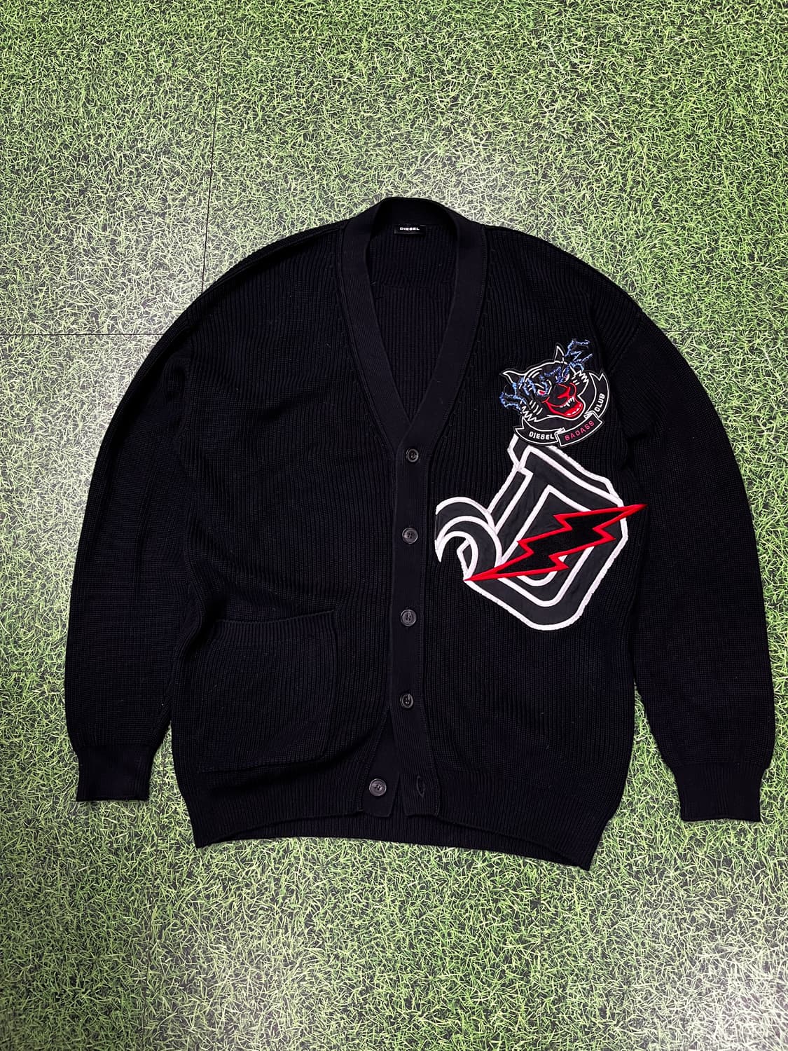 디젤 DIESEL 바시티 가디건 오버핏 니트 스웨터 상품이미지3