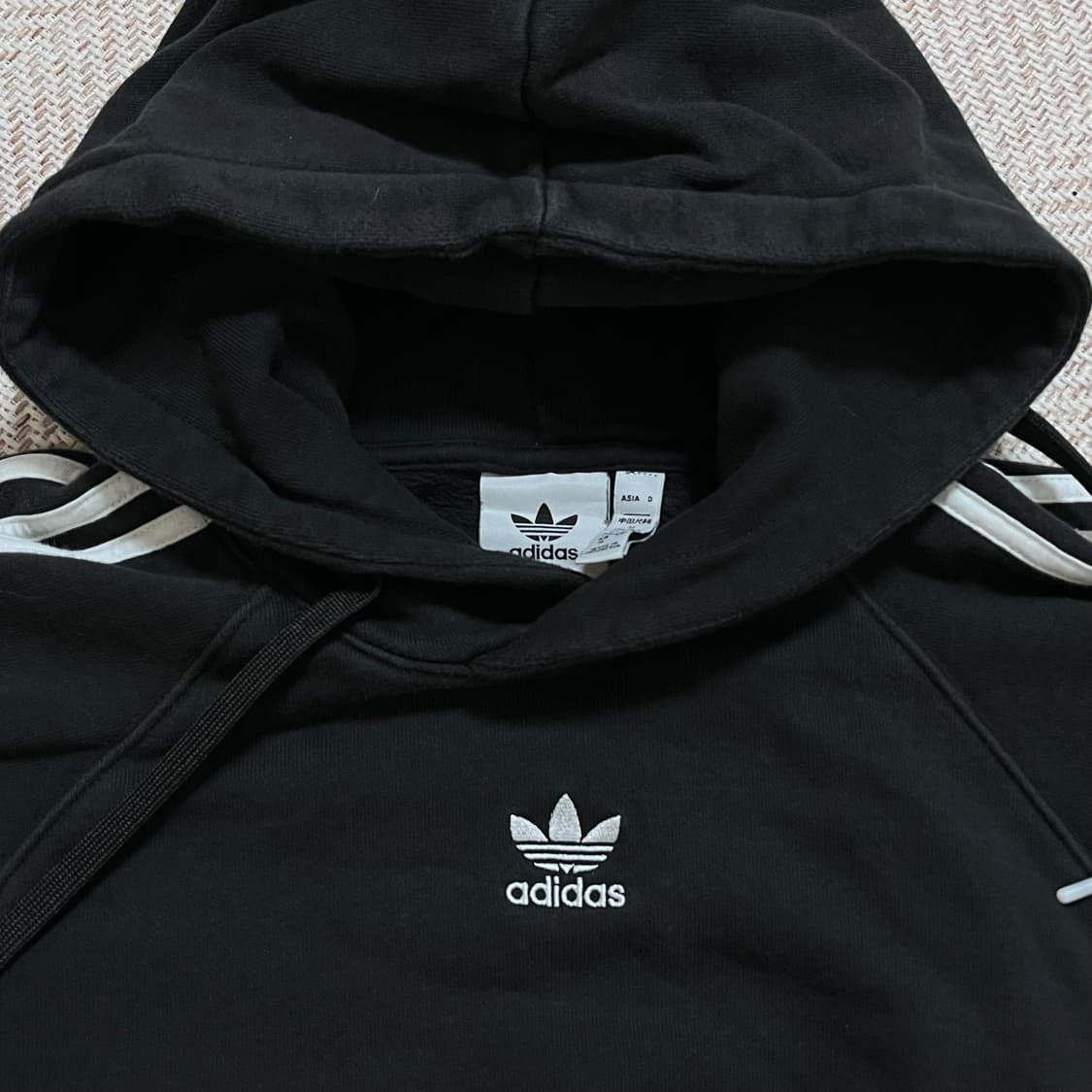 [정품] 아디다스 블랙 중앙 트레포일 후드티 [ M ] 상품이미지3