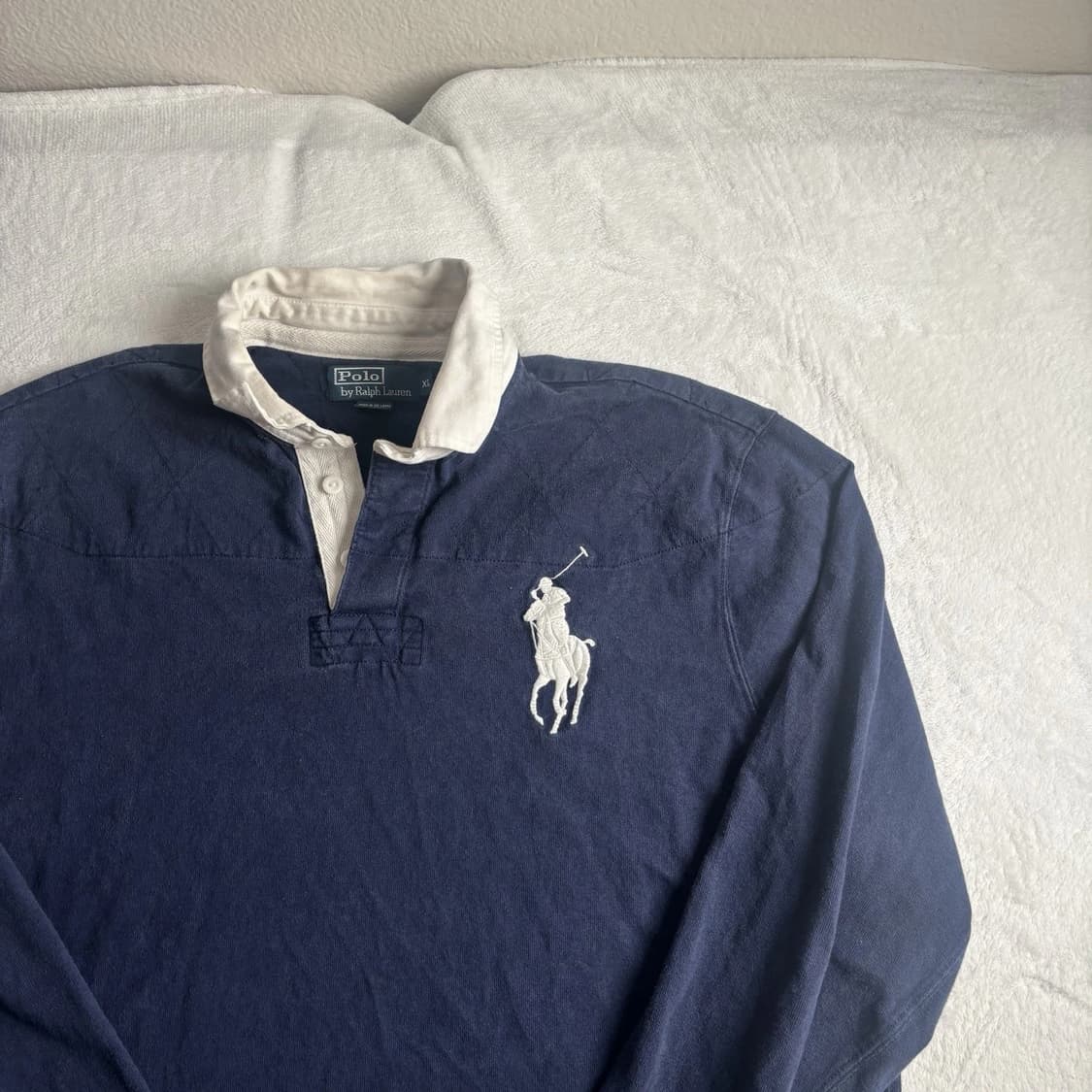 폴로 랄프로렌 빅포니 긴팔 럭비 티셔츠 네이비 화이트 상품이미지2
