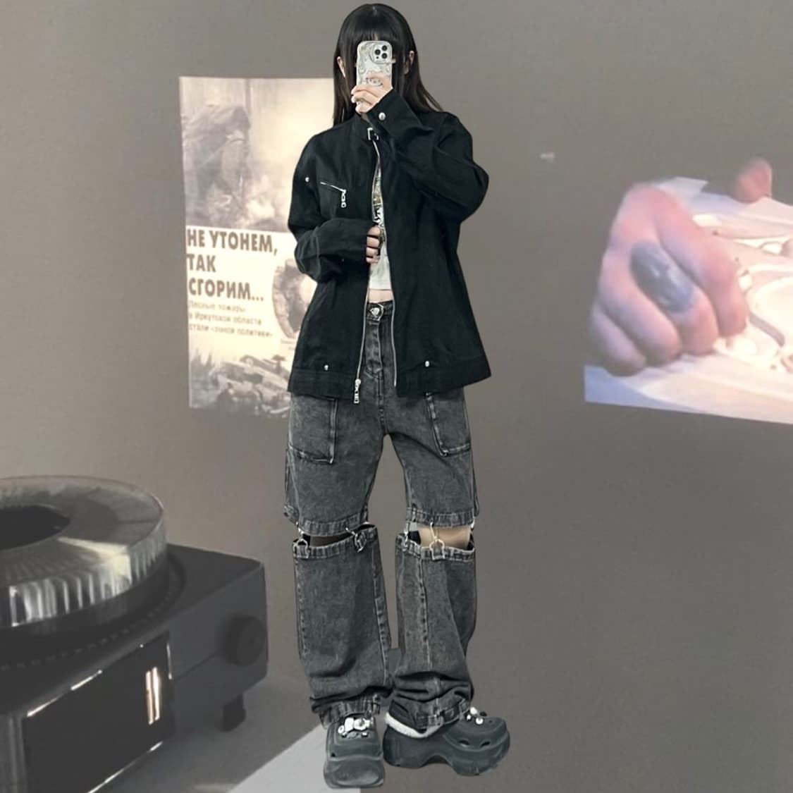 펑크 하이넥 자켓  상품이미지1