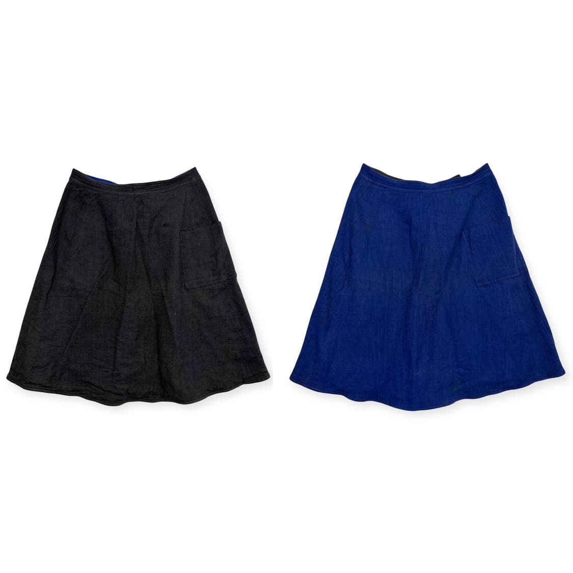 70s 이세이미야케 양면 주름 패턴 앞치마 스커트 상품이미지1