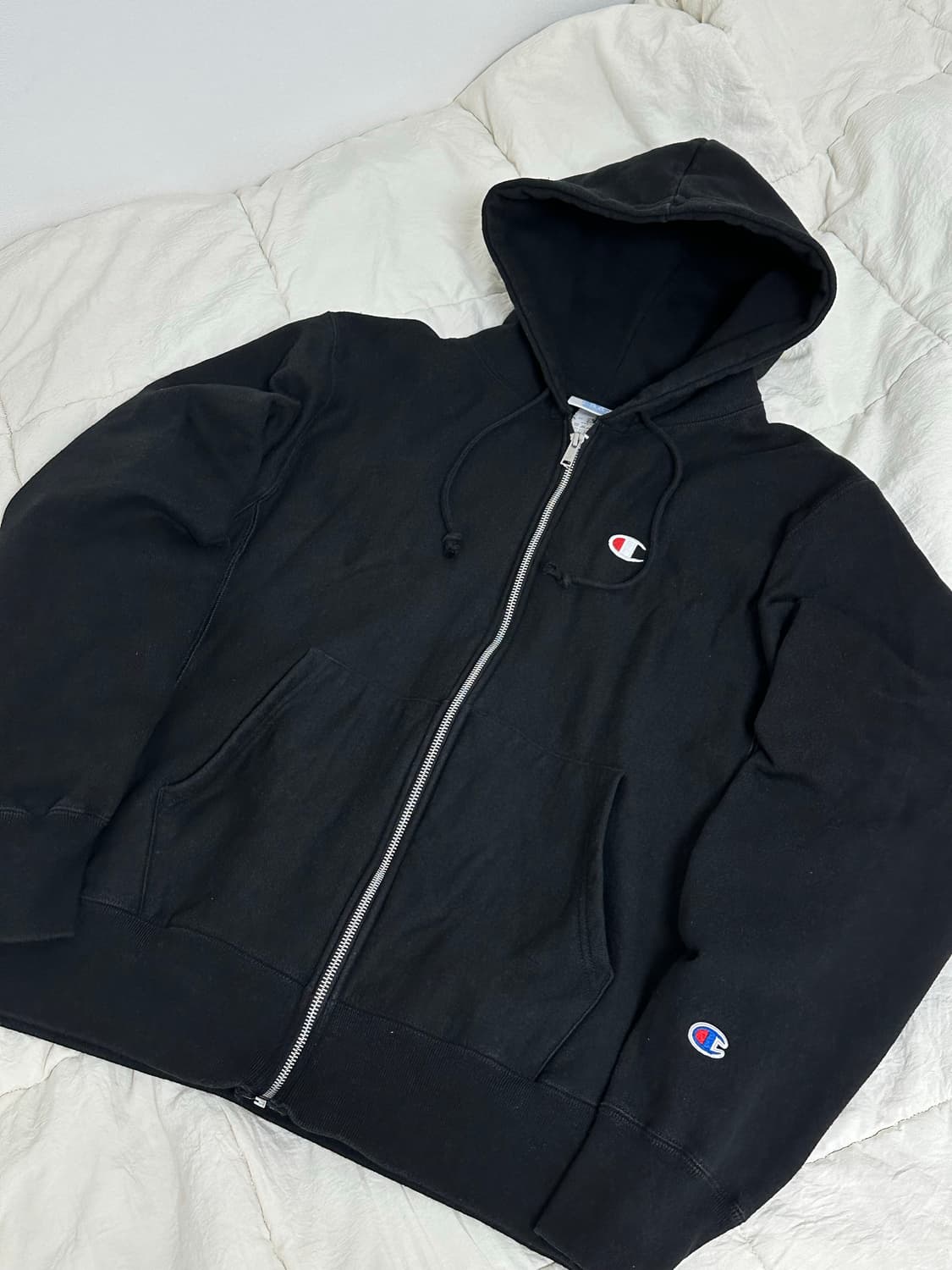 챔피온 리버스위브 후드집업 블랙 라지 상품이미지1