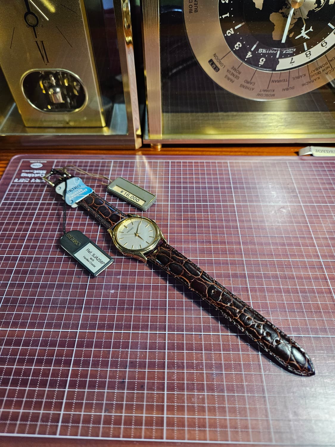 빈티지 세이코 SJA258P 쿼츠 금장 가죽 시계 상품이미지5