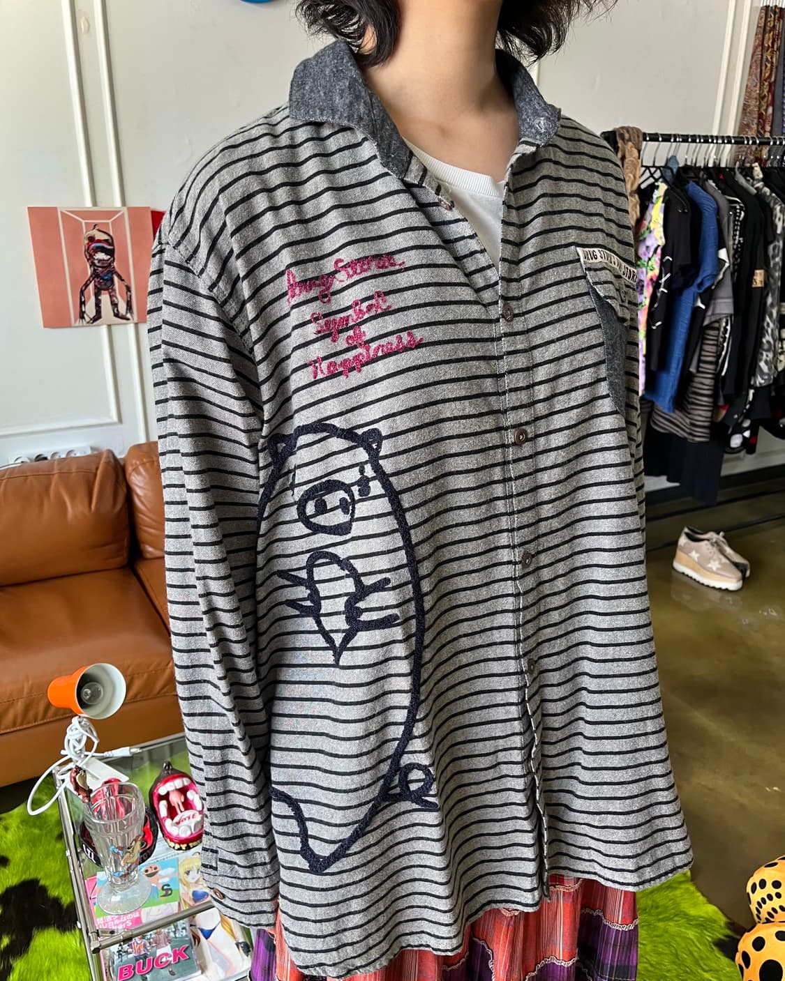 DRUG STORE Japan Over-Sized Stripe Shirt 상품이미지2