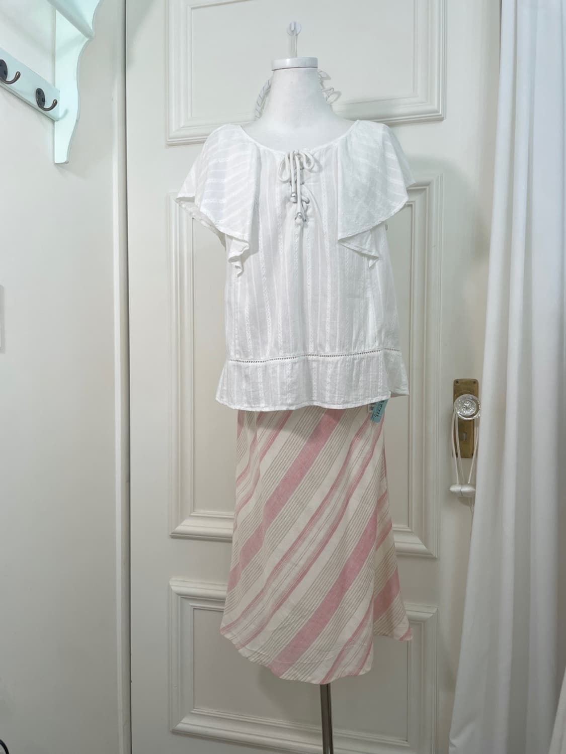 ivory pink stripe linen skirt 상품이미지6
