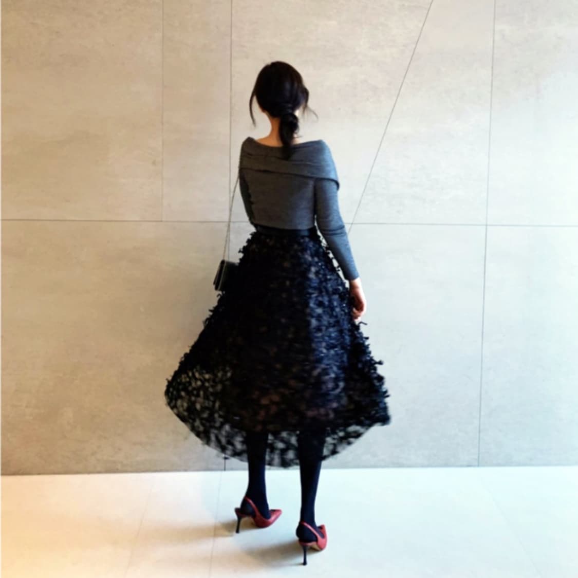 프롬엘로힘(FROM ELOHIM) 리본레이스 풀스커트 44 상품이미지3