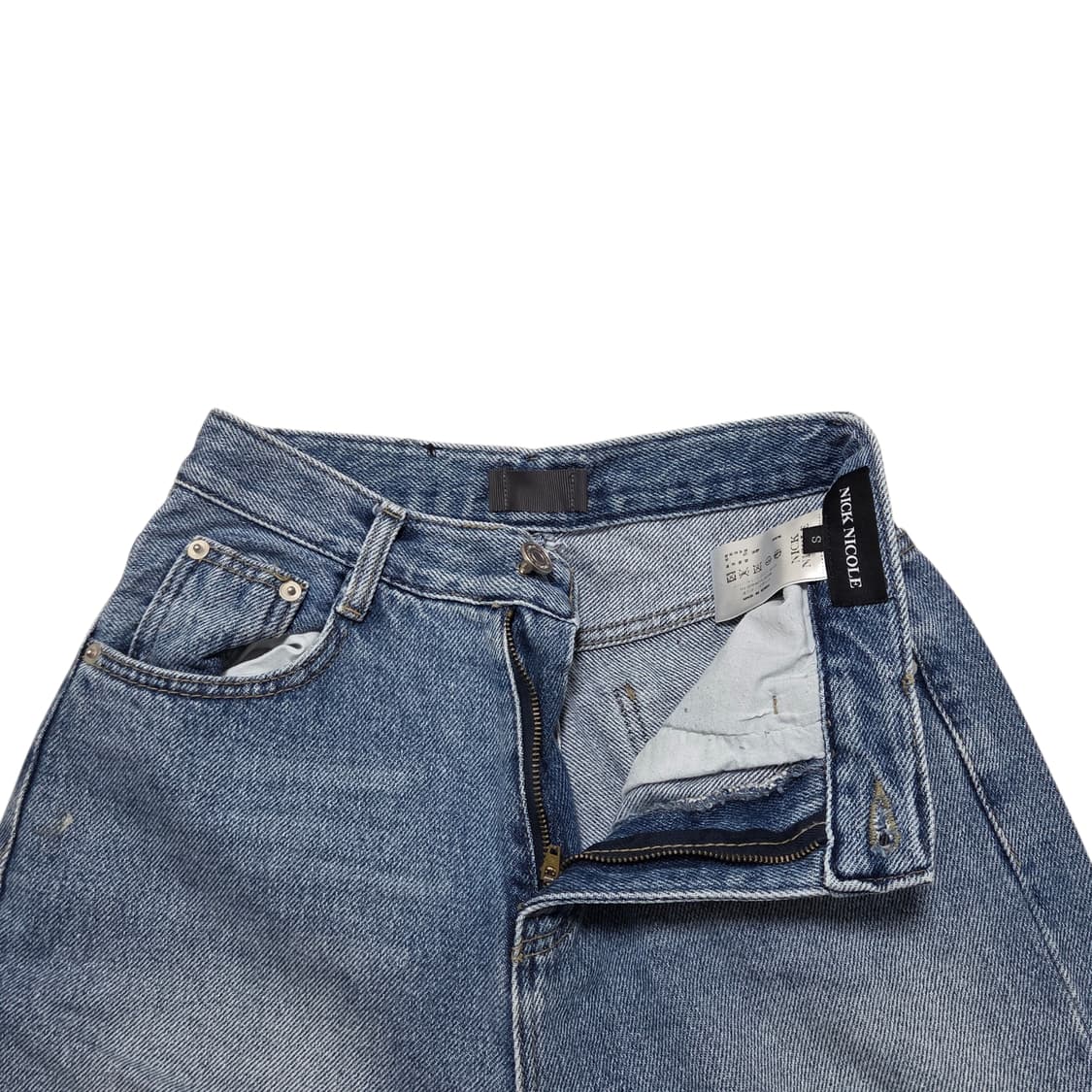 NICK NICOLE 닉앤니콜 하이웨스트 와이드 데미지 데님
 상품이미지3