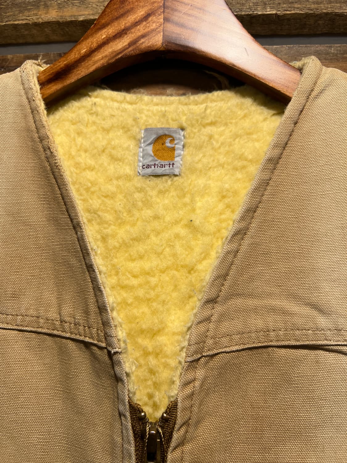 [M]80's 칼하트 Made in USA 더티워싱 브라운 워크 베스트 상품이미지2