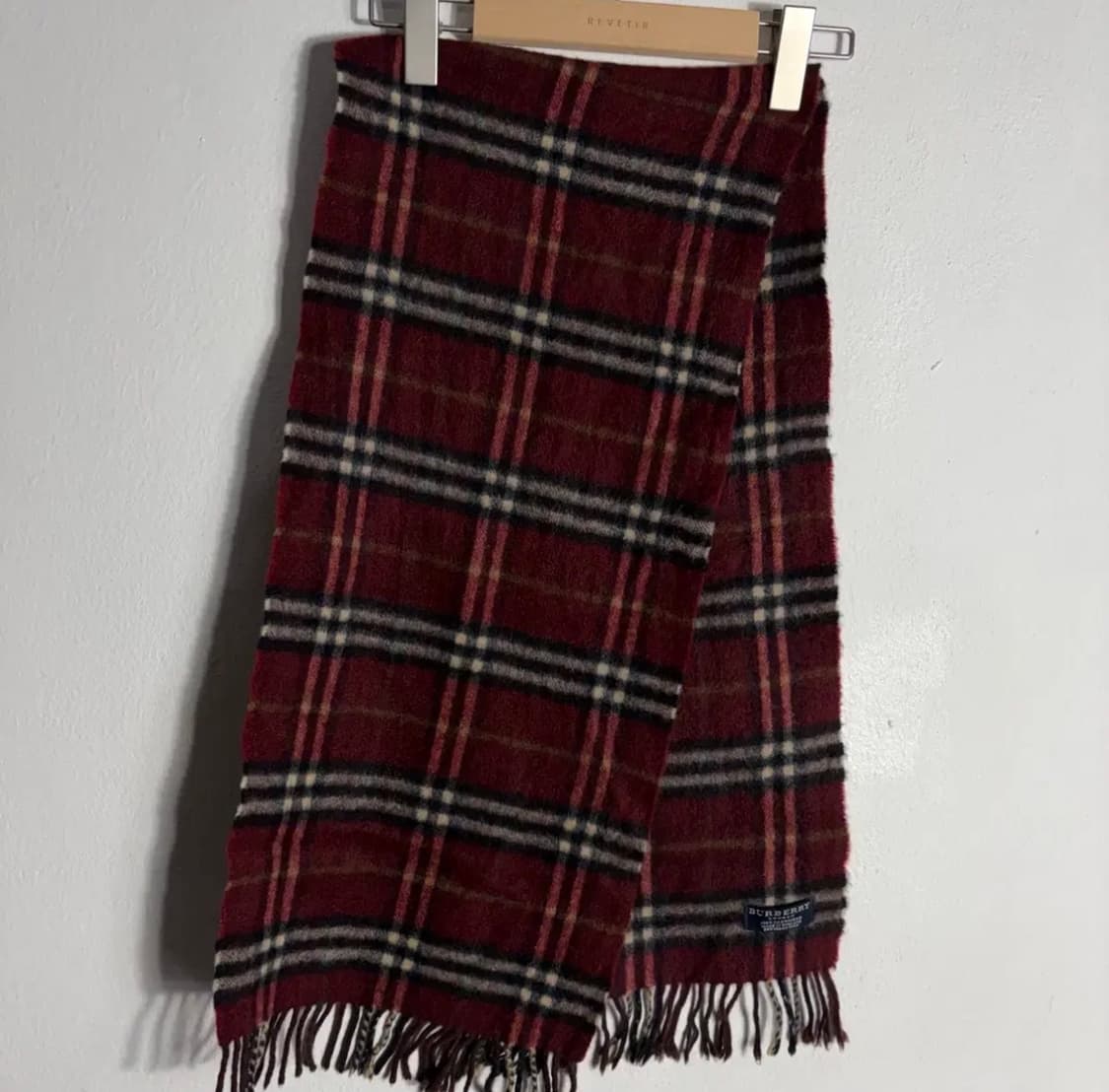 버버리 캐시미어 머플러 버건디 체크 상품이미지1