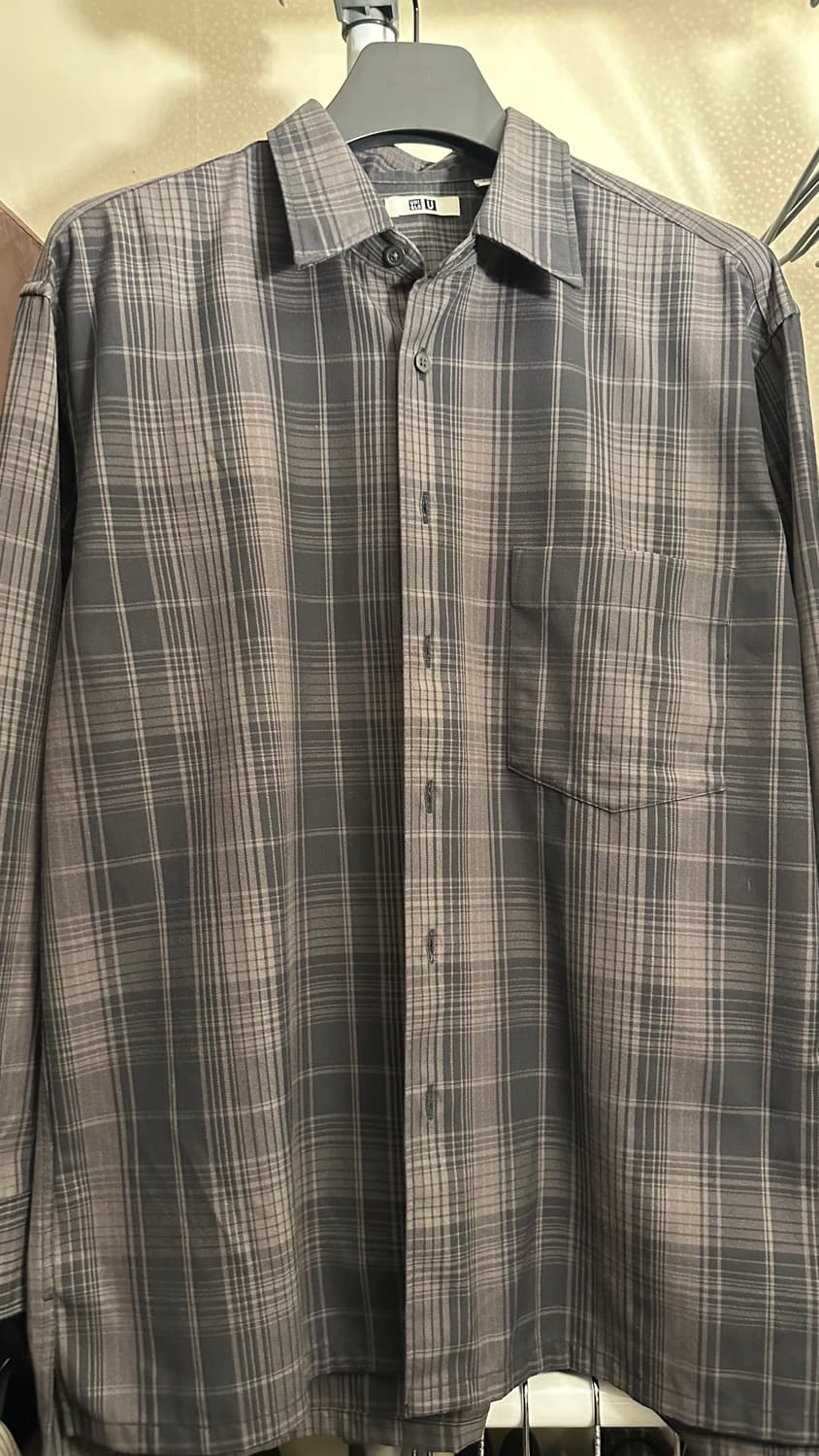 유니클로u uniqlou 울 플란넬 오버사이즈 체크셔츠 L 상품이미지1