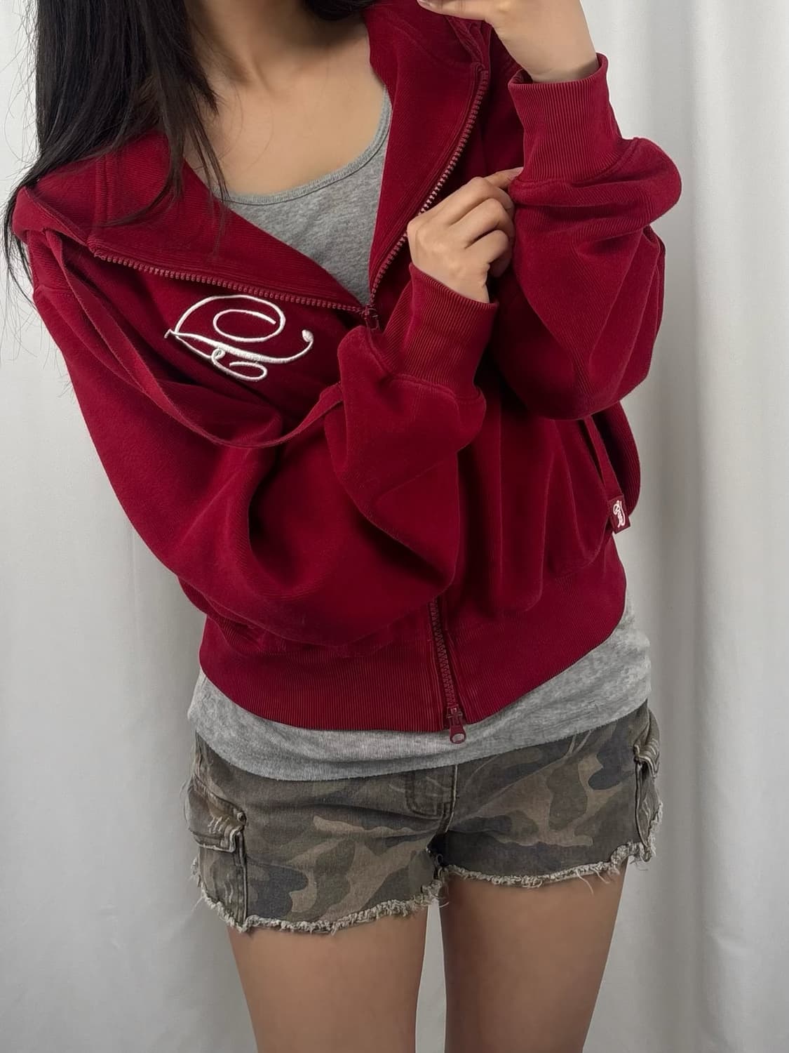 배드 블러드 투웨이 크롭 후드집업 상품이미지1