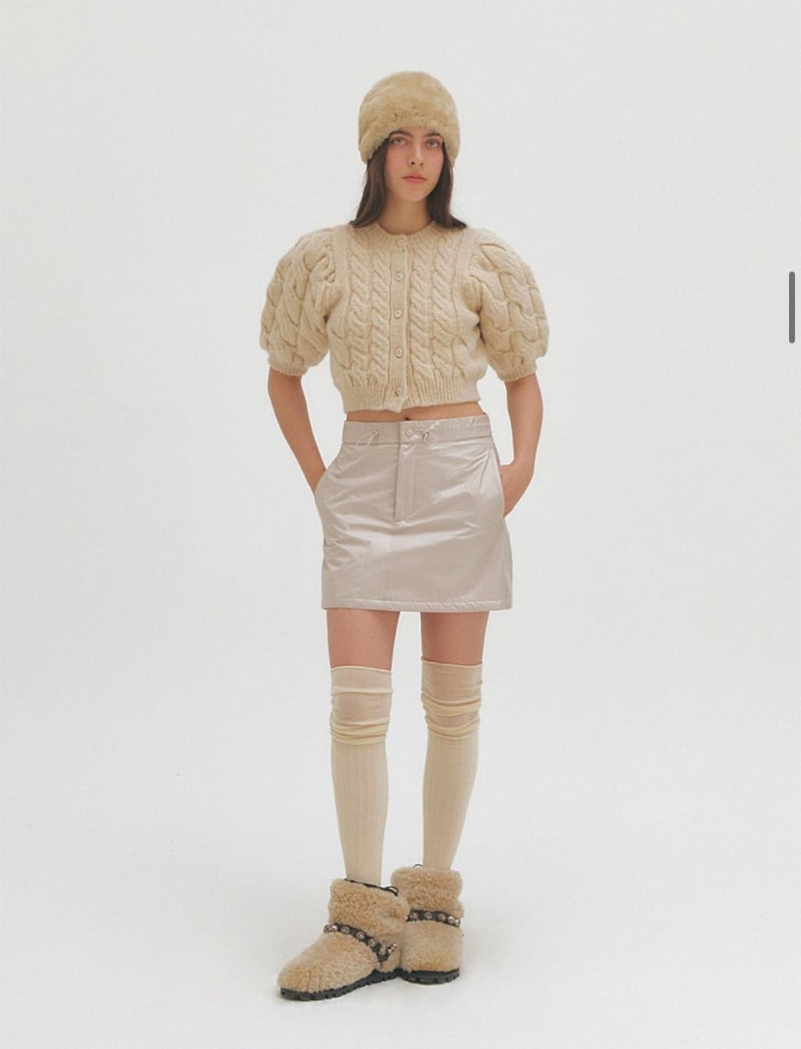 그로브 패딩 스커트 베이지 상품이미지2