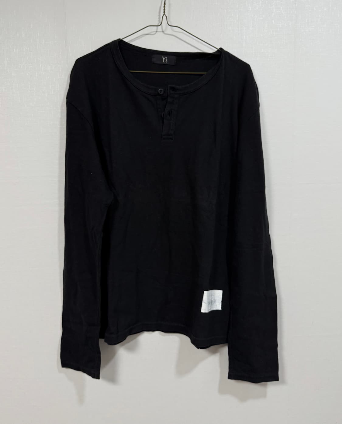 요지야마모토 빈티지 코튼 화이트 패치 헨리넥 롱슬리브 상품이미지3