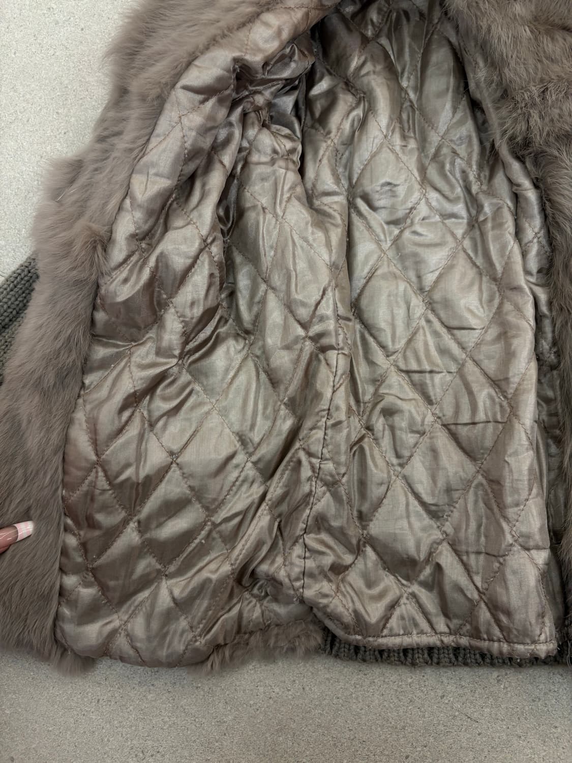 베이지 퍼 니트 디테일 자켓 상품이미지4