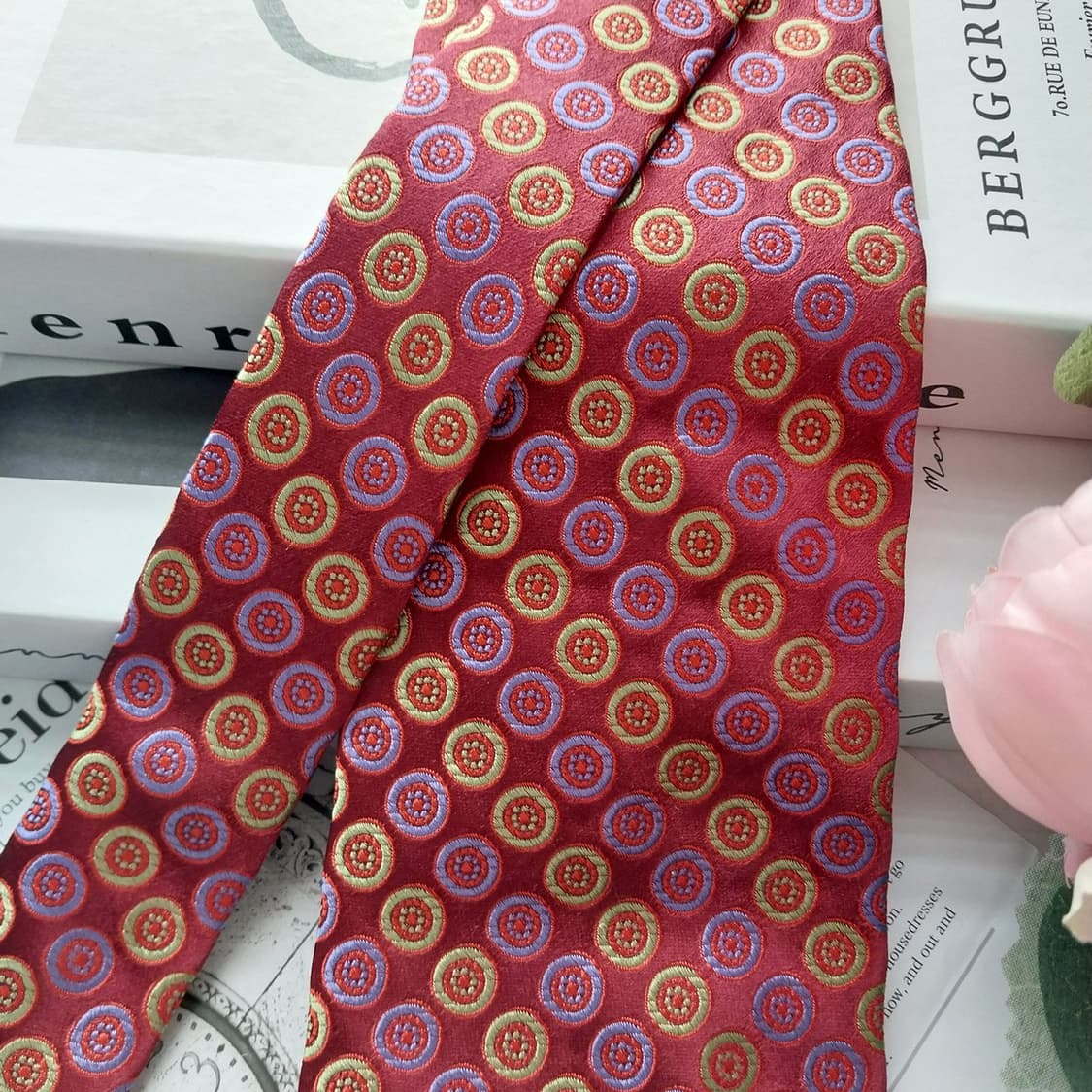 알테아 실크 와인 자카드 패턴 넥타이 9.5cm A+등급 K1437
 상품이미지4