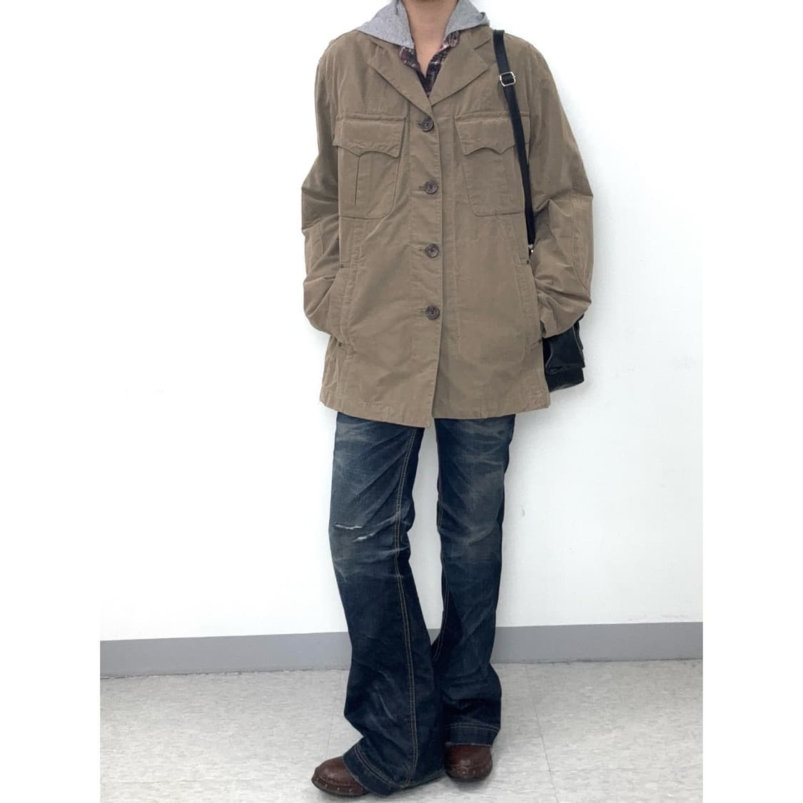 빈티지 베이지 브라운 오버핏 자켓 상품이미지2