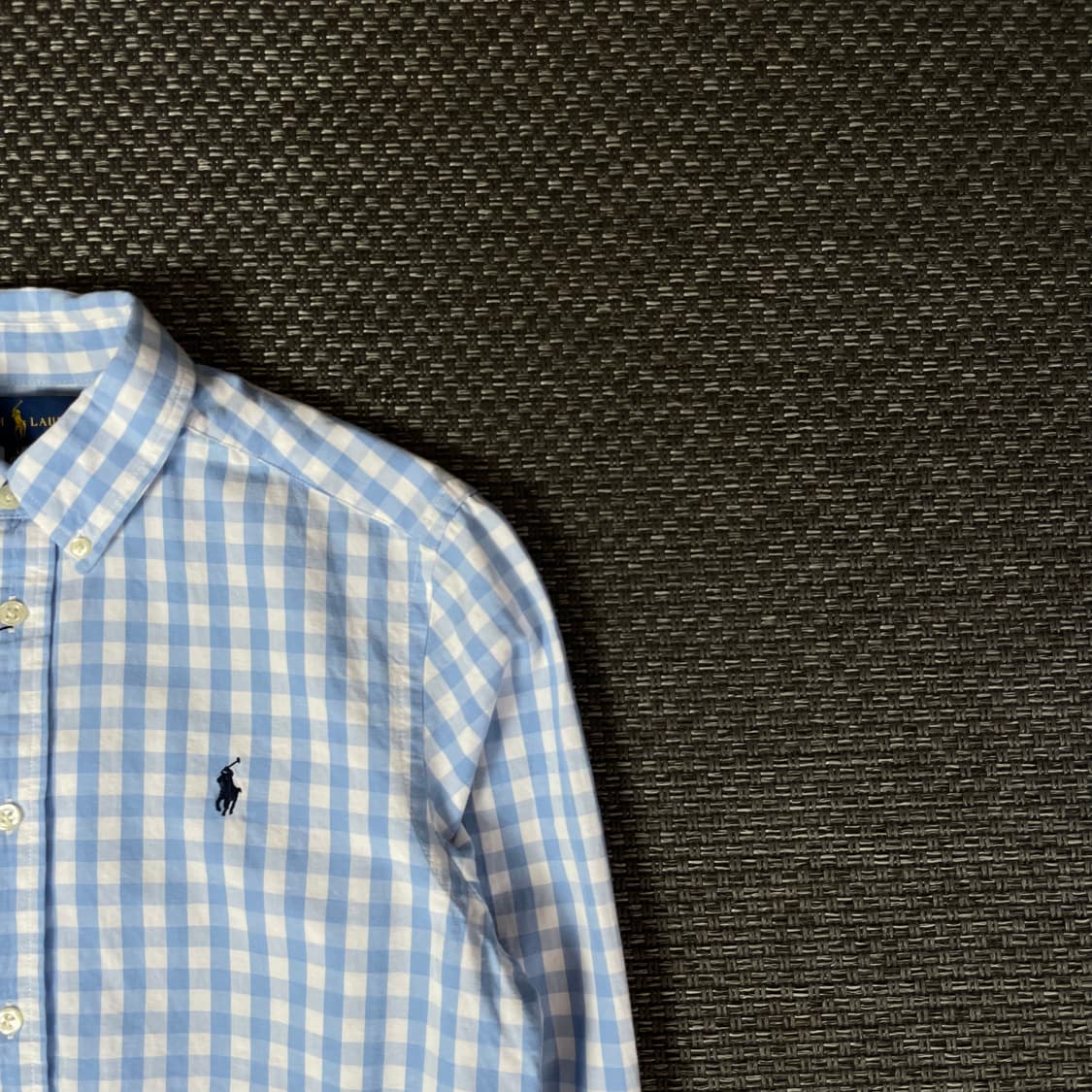 폴로랄프로렌 네이비포니 스카이블루 체크 긴팔 셔츠 L 상품이미지3