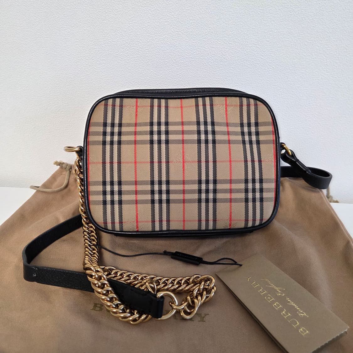 BURBERRY 버버리 정품 체인 1983체크 크로스백 숄더백 상품이미지5