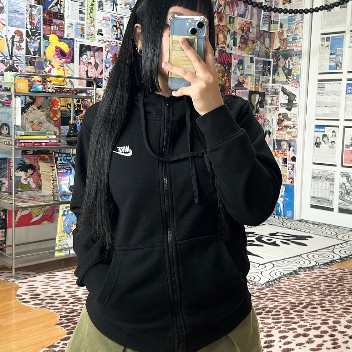 나이키 스우시 블랙 코튼 후드집업 상품이미지2