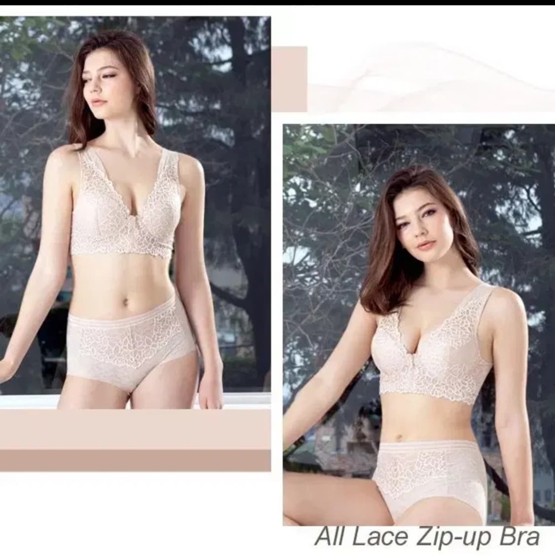 (새상품)피델리아 화이트 레이스 집업 노외이어 브라팬티 세트 상품이미지1