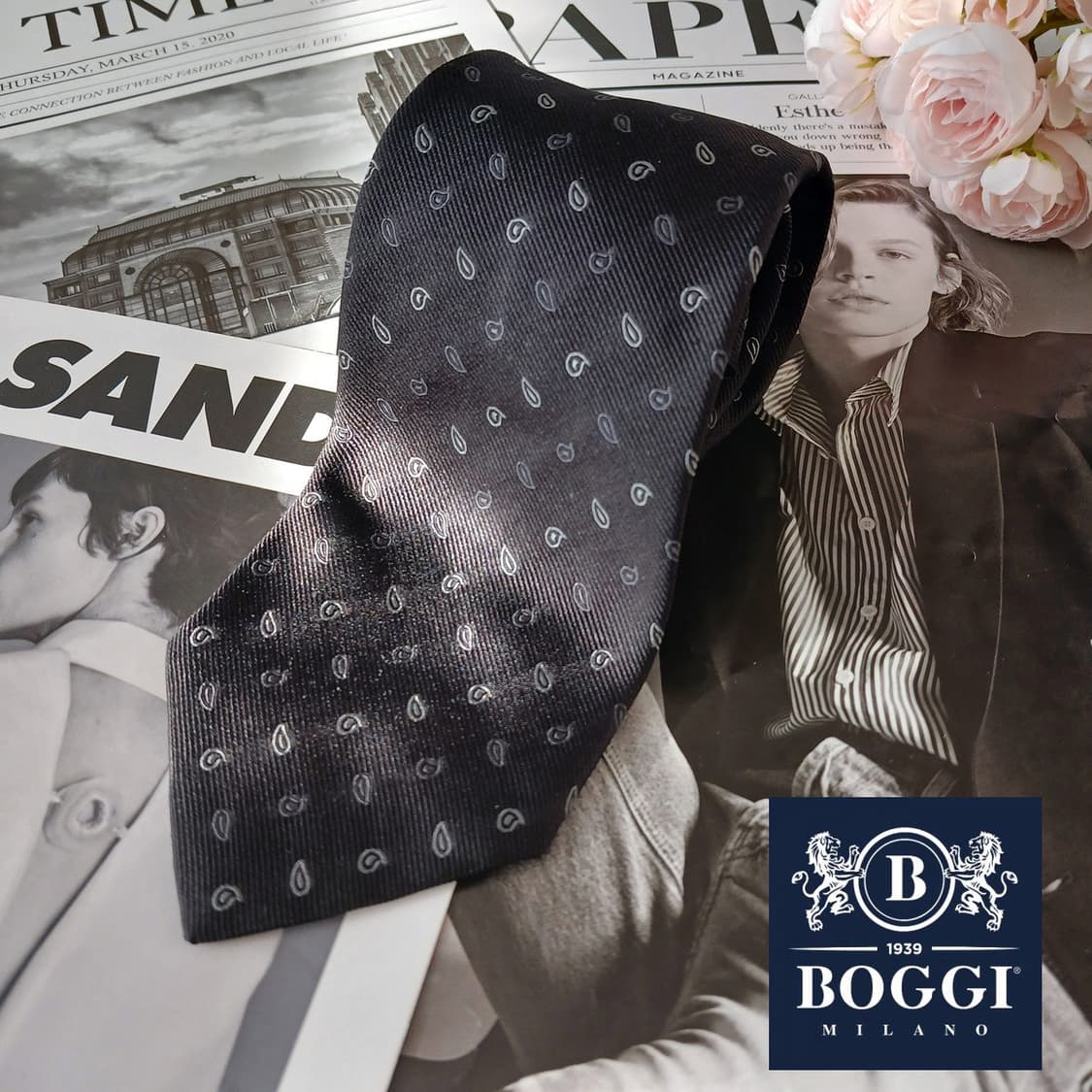 보지 밀라노 실크 블랙 페이즐리 넥타이 9cm A+등급 A19440
 상품이미지2