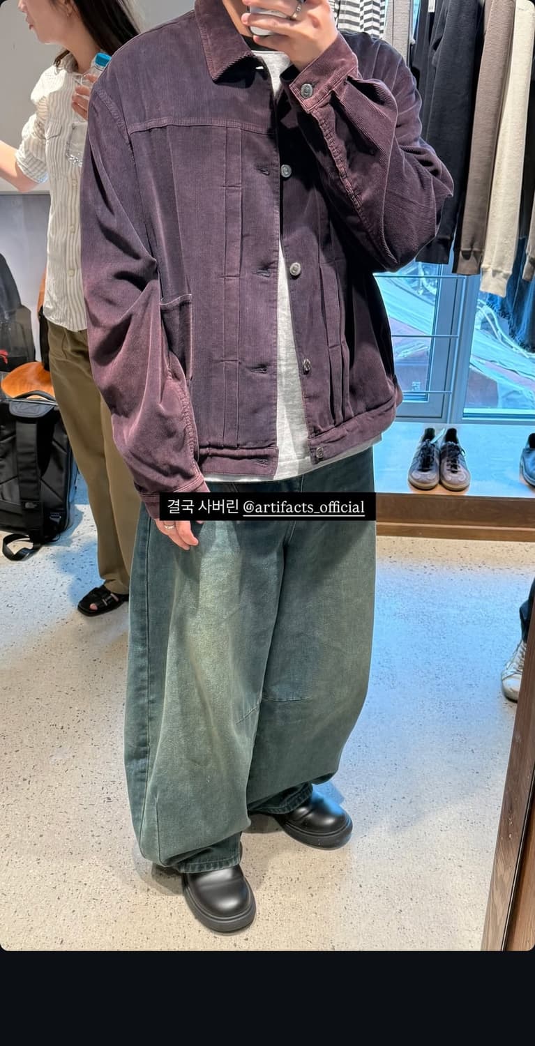 [L] 아트이프액츠 페이디드 코듀로이 트러커 빈티지 네이비 / 가먼트다잉 상품이미지1