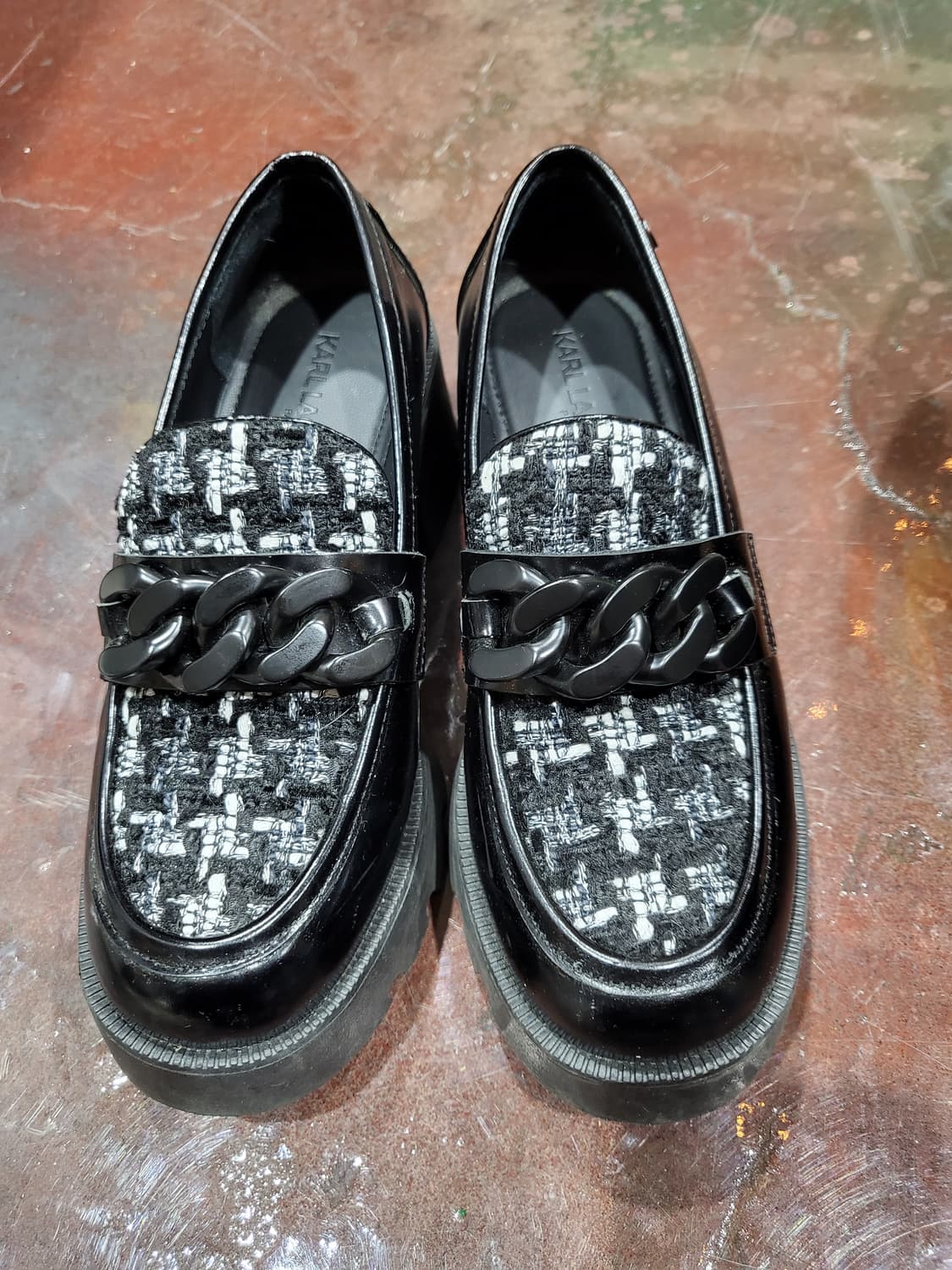 칼 라거펠트 블랙 트위드 체인 로퍼 상품이미지2