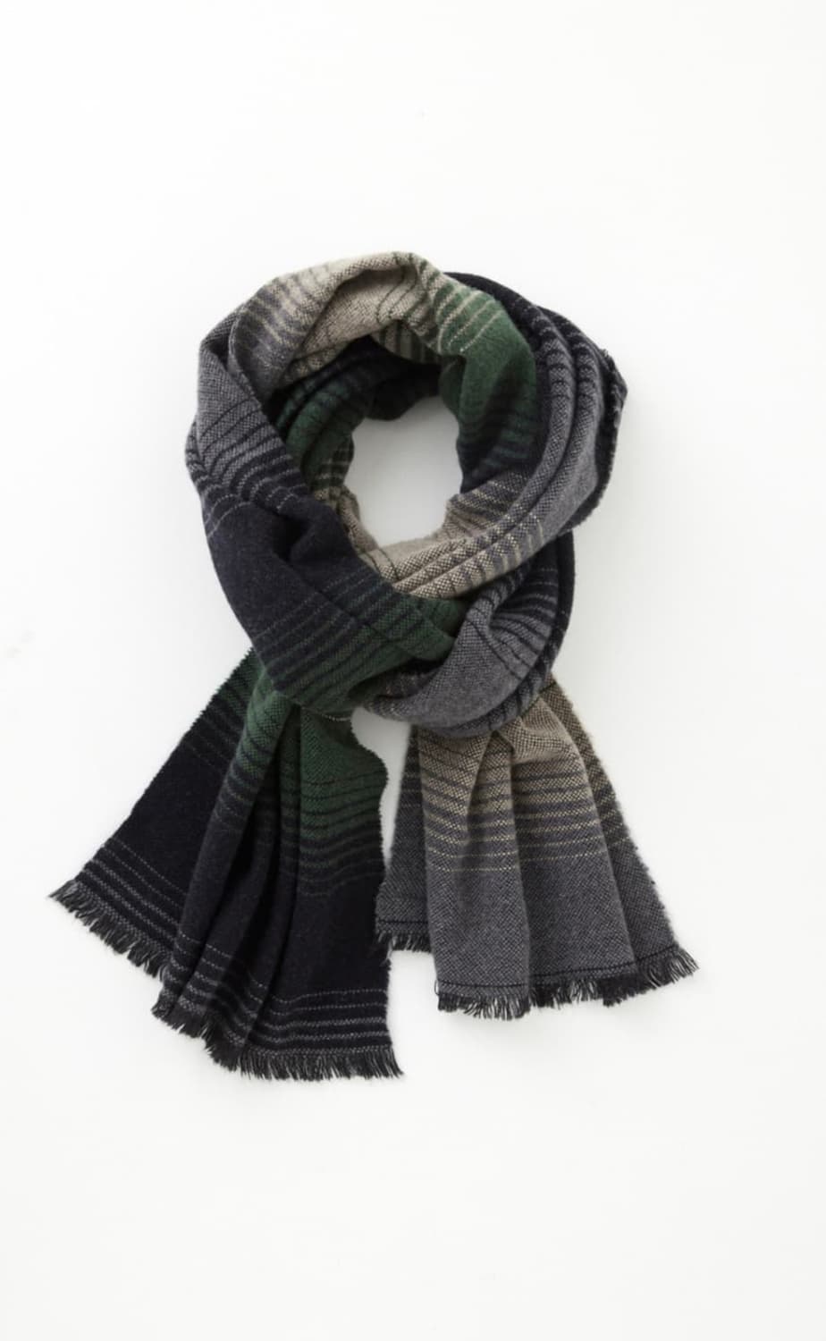 해칭룸 스트라이프 울 머플러 그린 상품이미지1