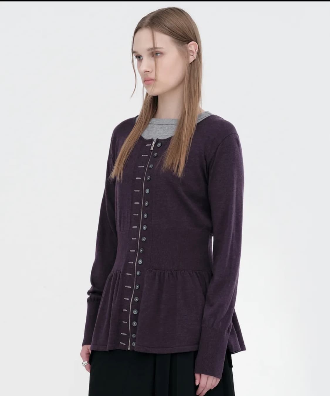 밀로우먼 페이크 집업 가디건 [퍼플] 상품이미지2